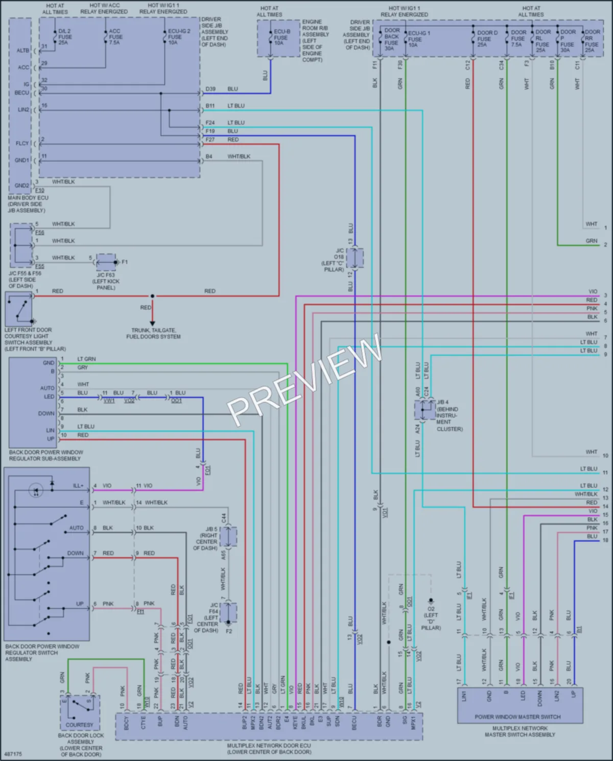 2017 Toyota 4Runner Power Windows wiring diagram preview