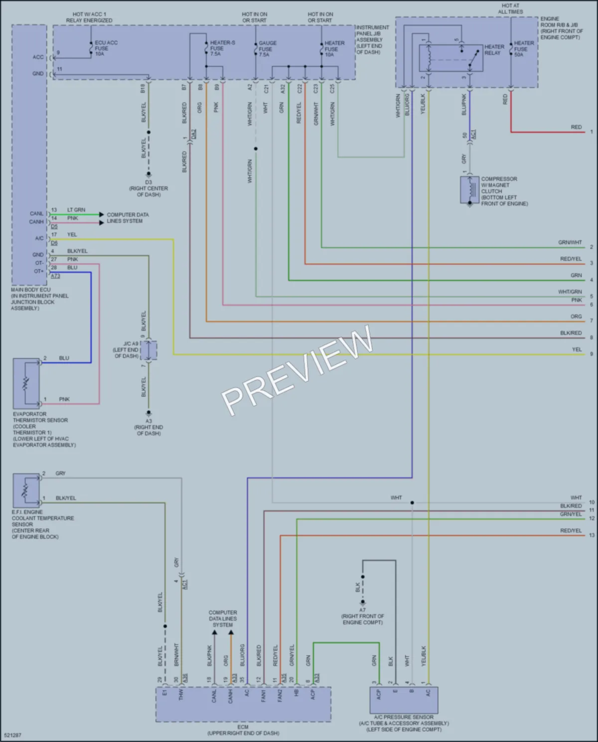 2017 Toyota 86 Air Conditioning wiring diagram preview