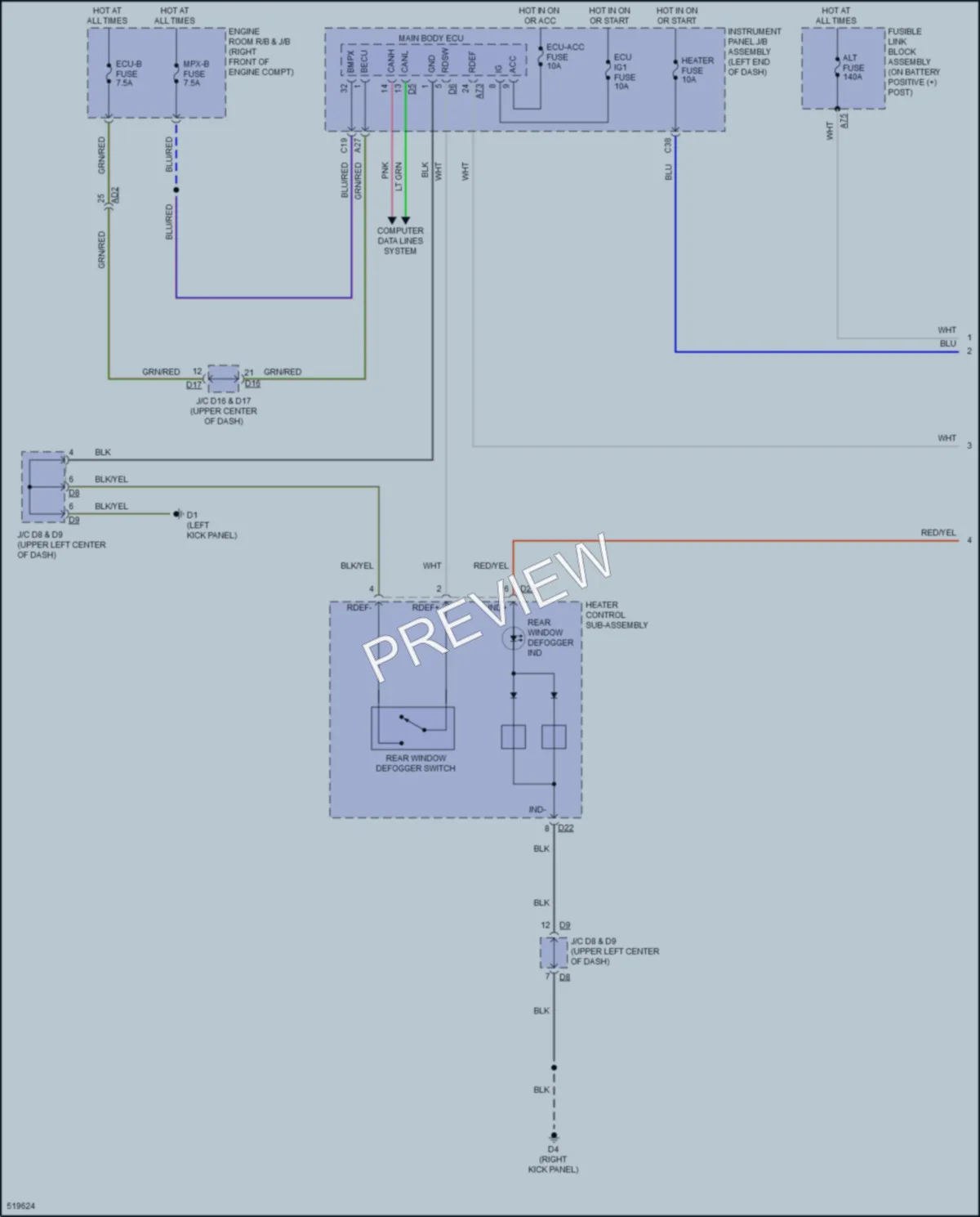 2017 Toyota 86 Defoggers wiring diagram preview