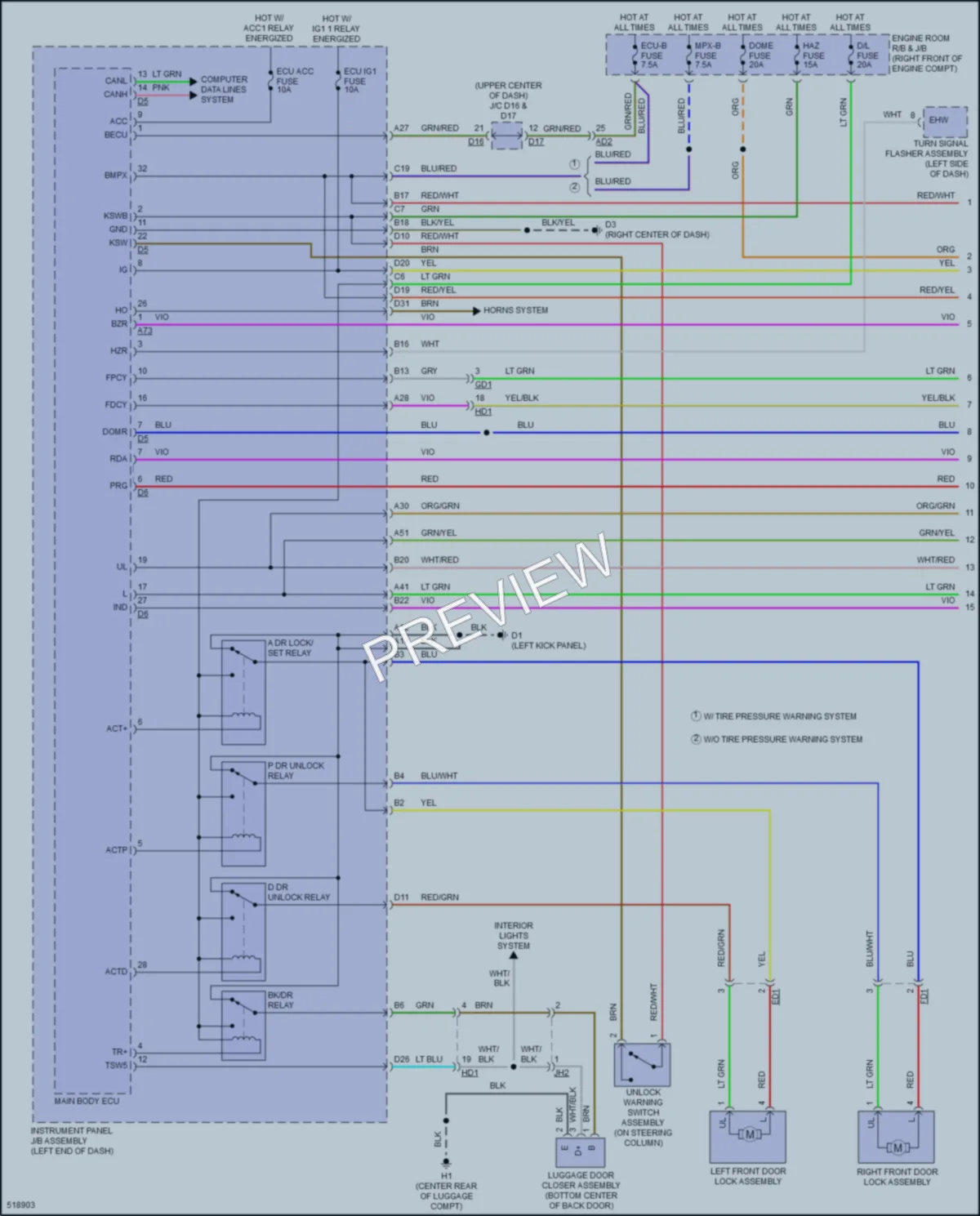 2017 Toyota 86 Power Door Locks wiring diagram preview