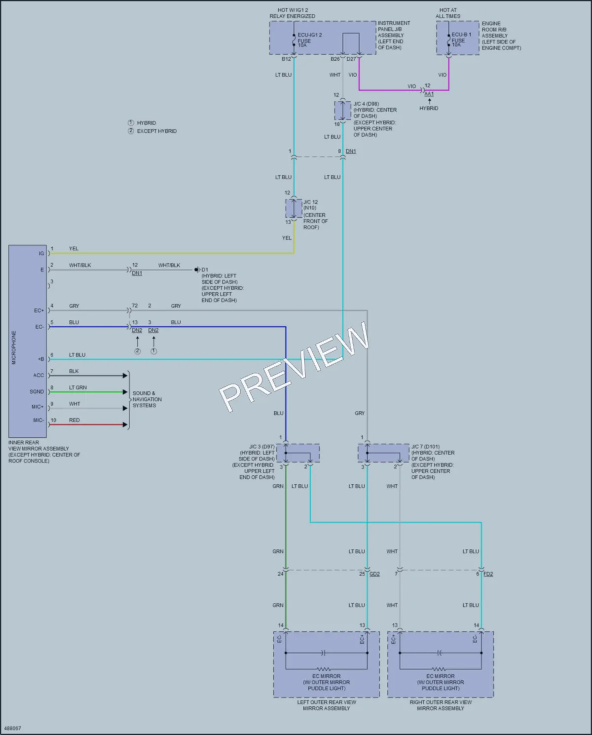2017 Toyota Avalon Power Mirrors wiring diagram preview