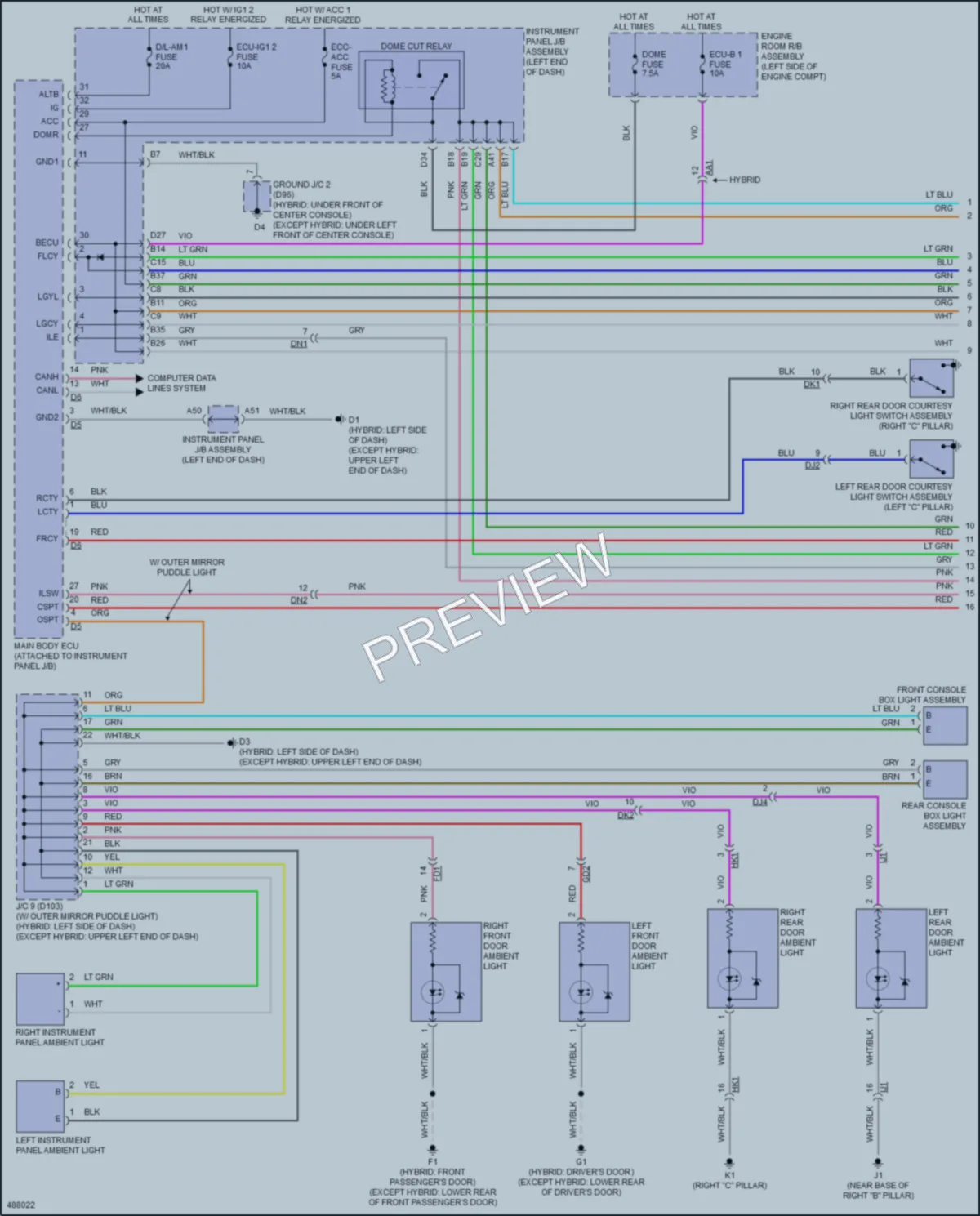 2017 Toyota AvalonHybrid Interior Lights wiring diagram preview