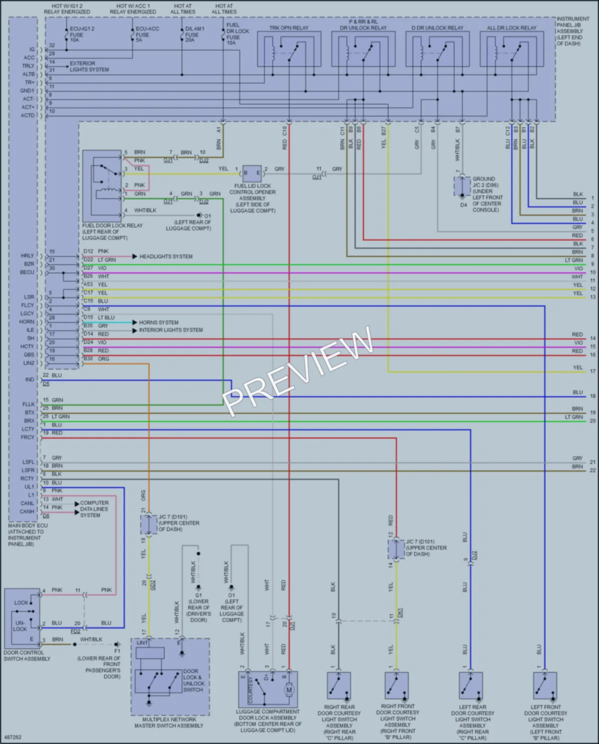 2017 Toyota AvalonHybrid Power Door Locks wiring diagram preview
