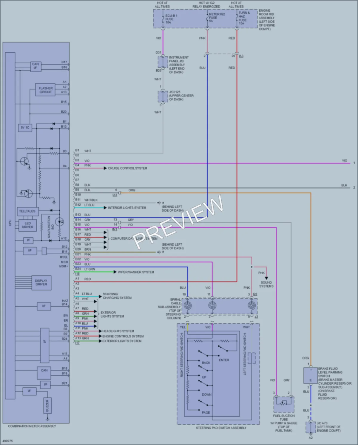 2017 Toyota Camry Instrument Cluster wiring diagram preview