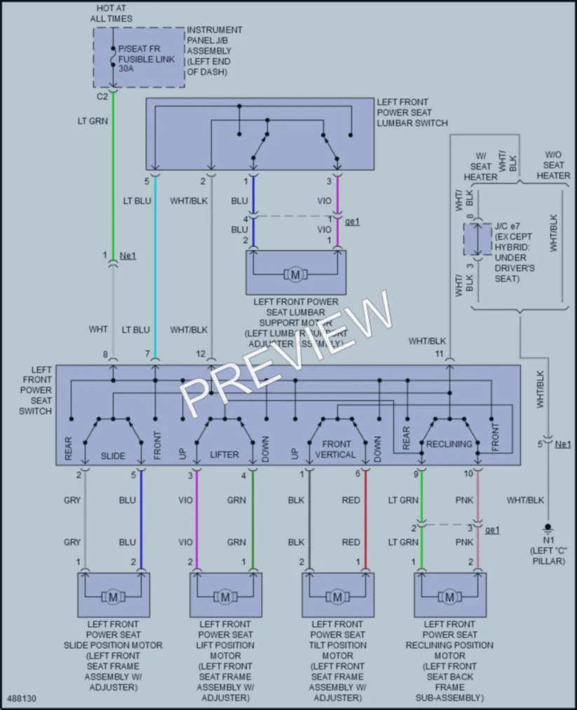 2017 Toyota Camry Power Seats wiring diagram preview
