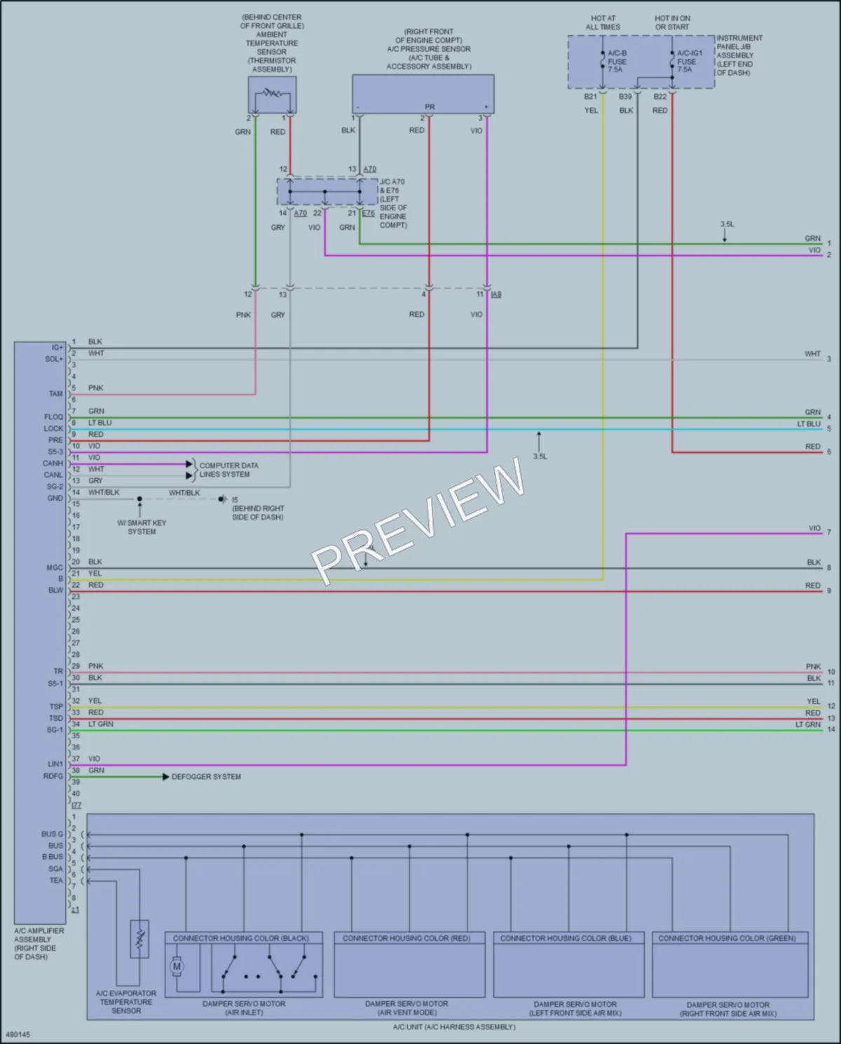 2017 Toyota CamryHybrid Air Conditioning wiring diagram preview