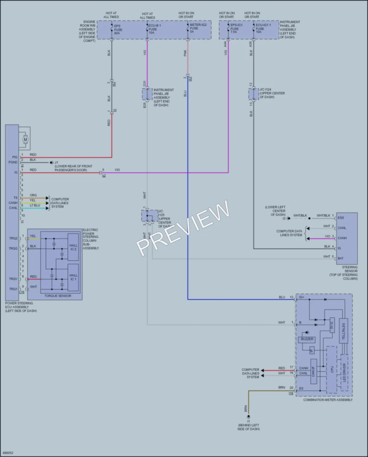 2017 Toyota CamryHybrid Electronic Power Steering wiring diagram preview