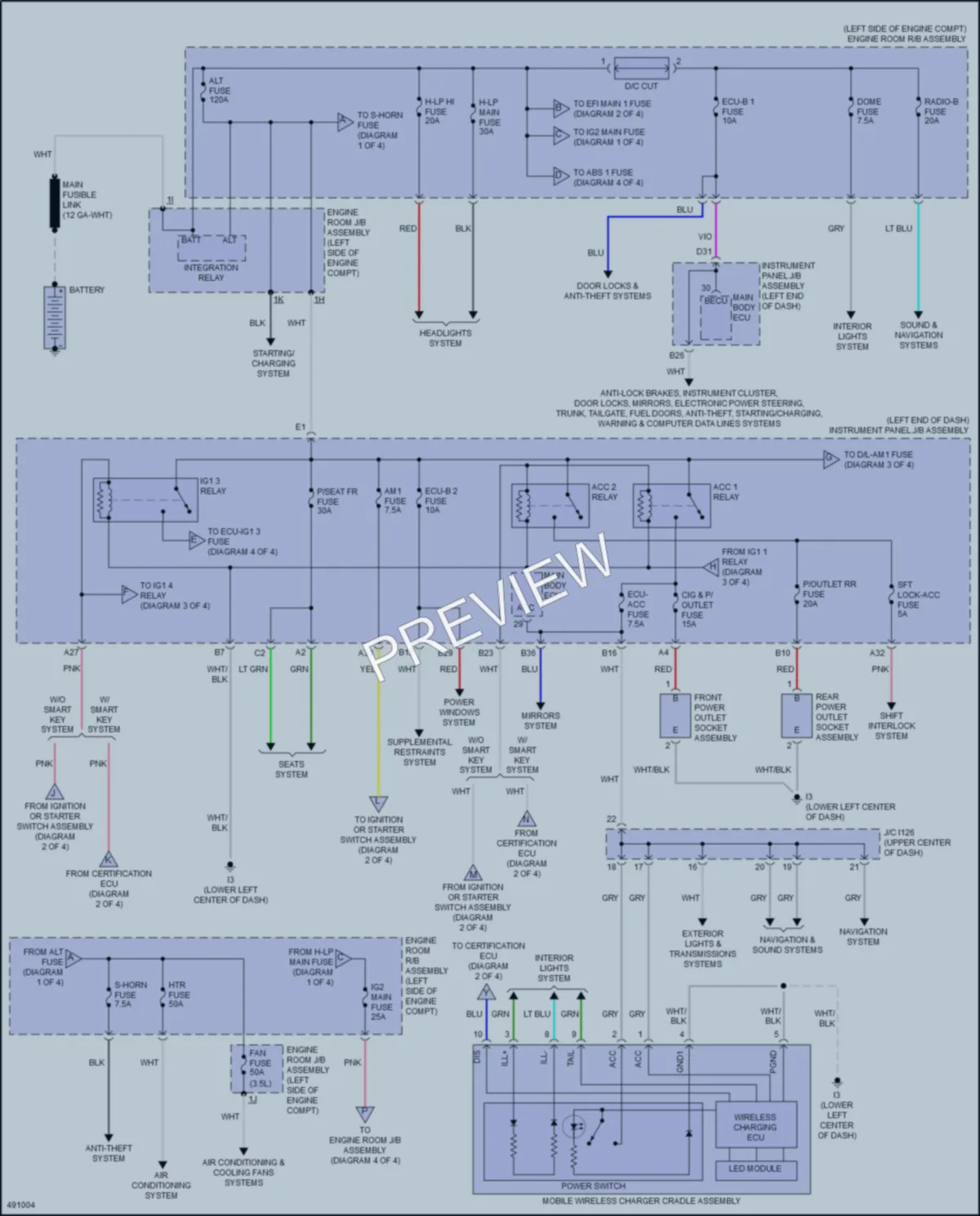 2017 Toyota CamryHybrid Power Distribution wiring diagram preview