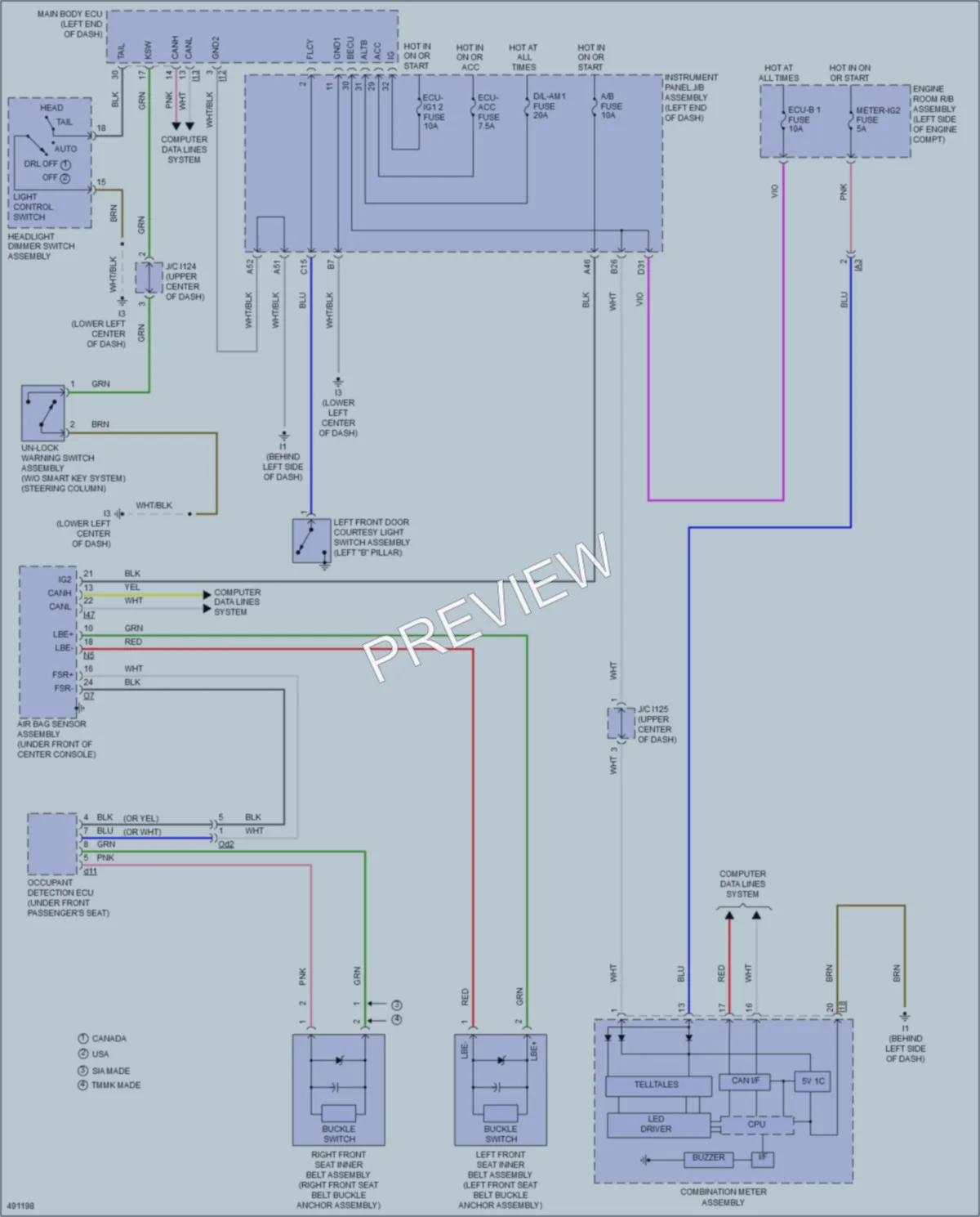 2017 Toyota CamryHybrid Warning Systems wiring diagram preview