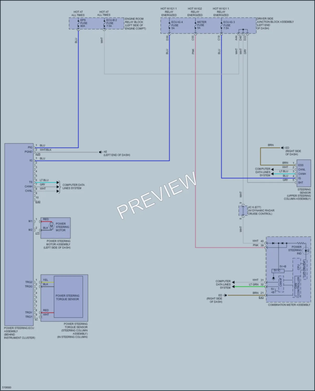 2017 Toyota Corolla Electronic Power Steering wiring diagram preview