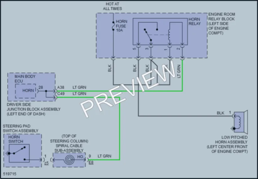 2017 Toyota Corolla Horn wiring diagram preview