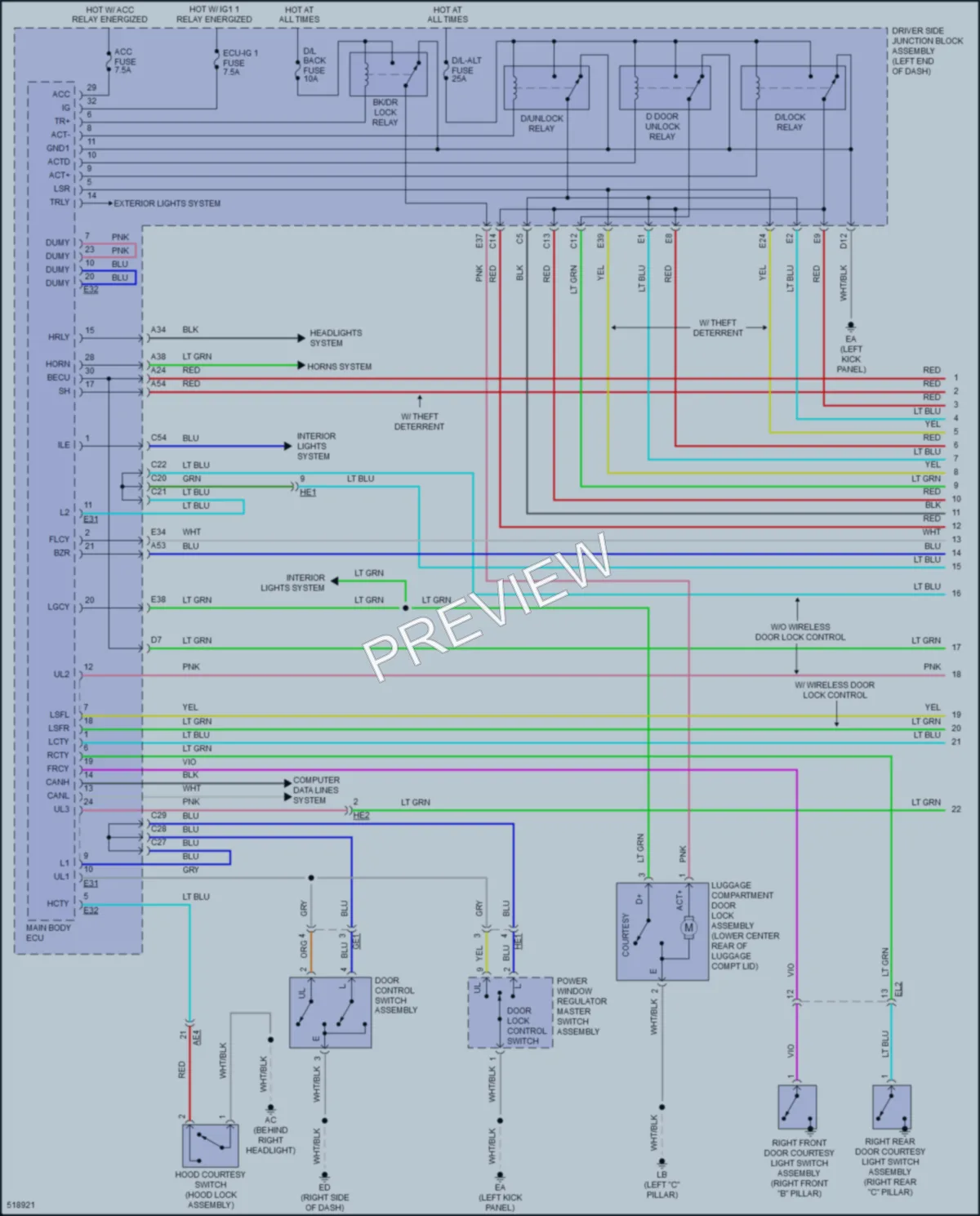 2017 Toyota Corolla Power Door Locks wiring diagram preview