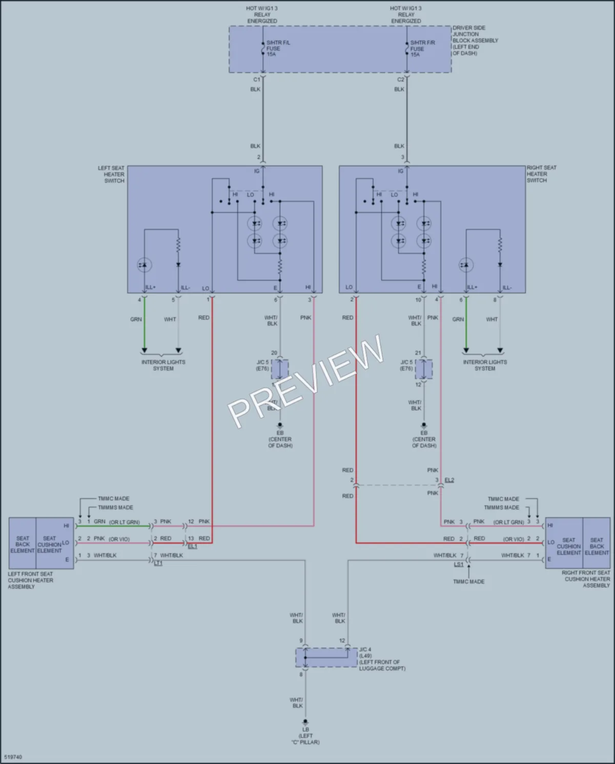 2017 Toyota Corolla Power Seats wiring diagram preview