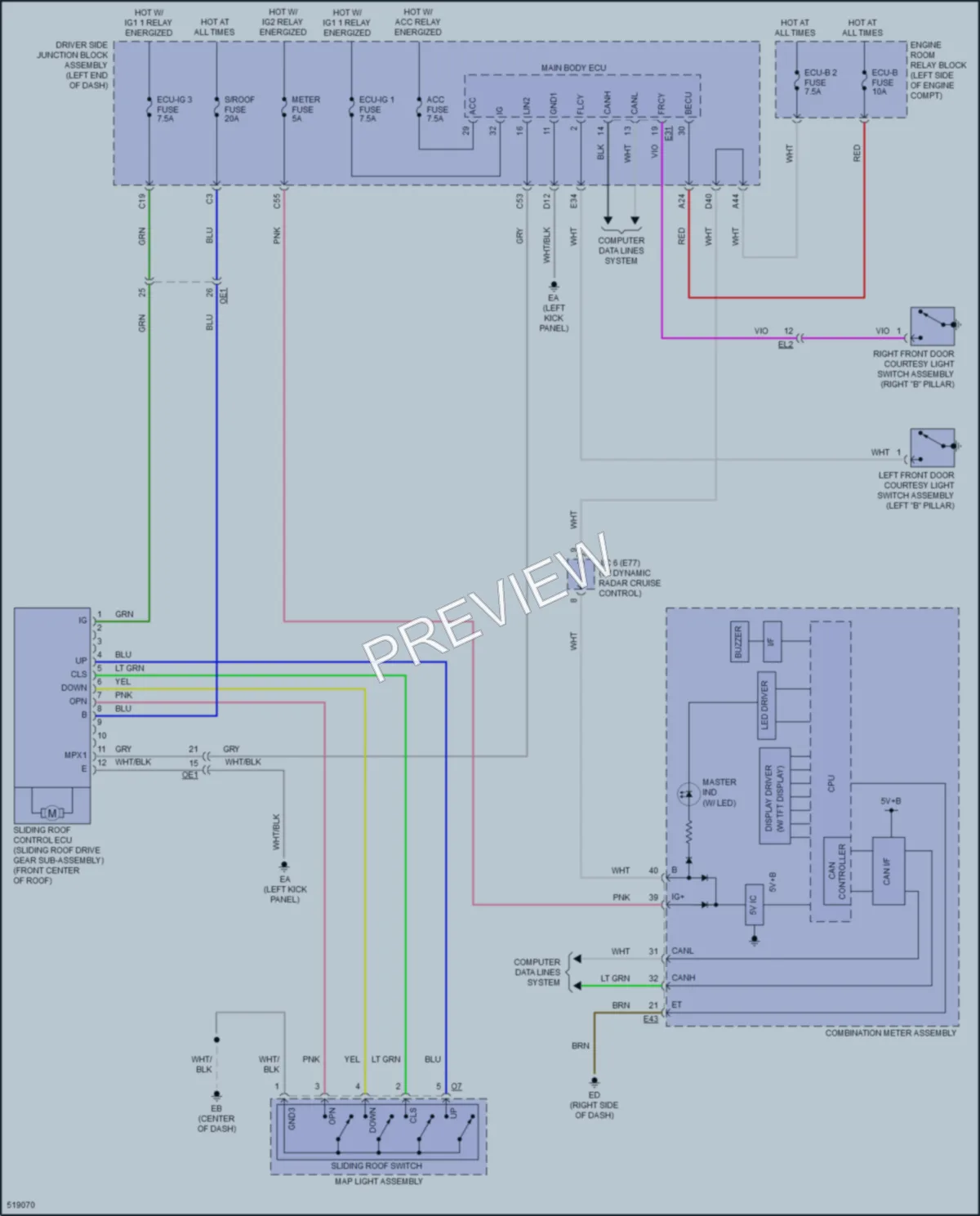 2017 Toyota Corolla Power Top Sunroof wiring diagram preview
