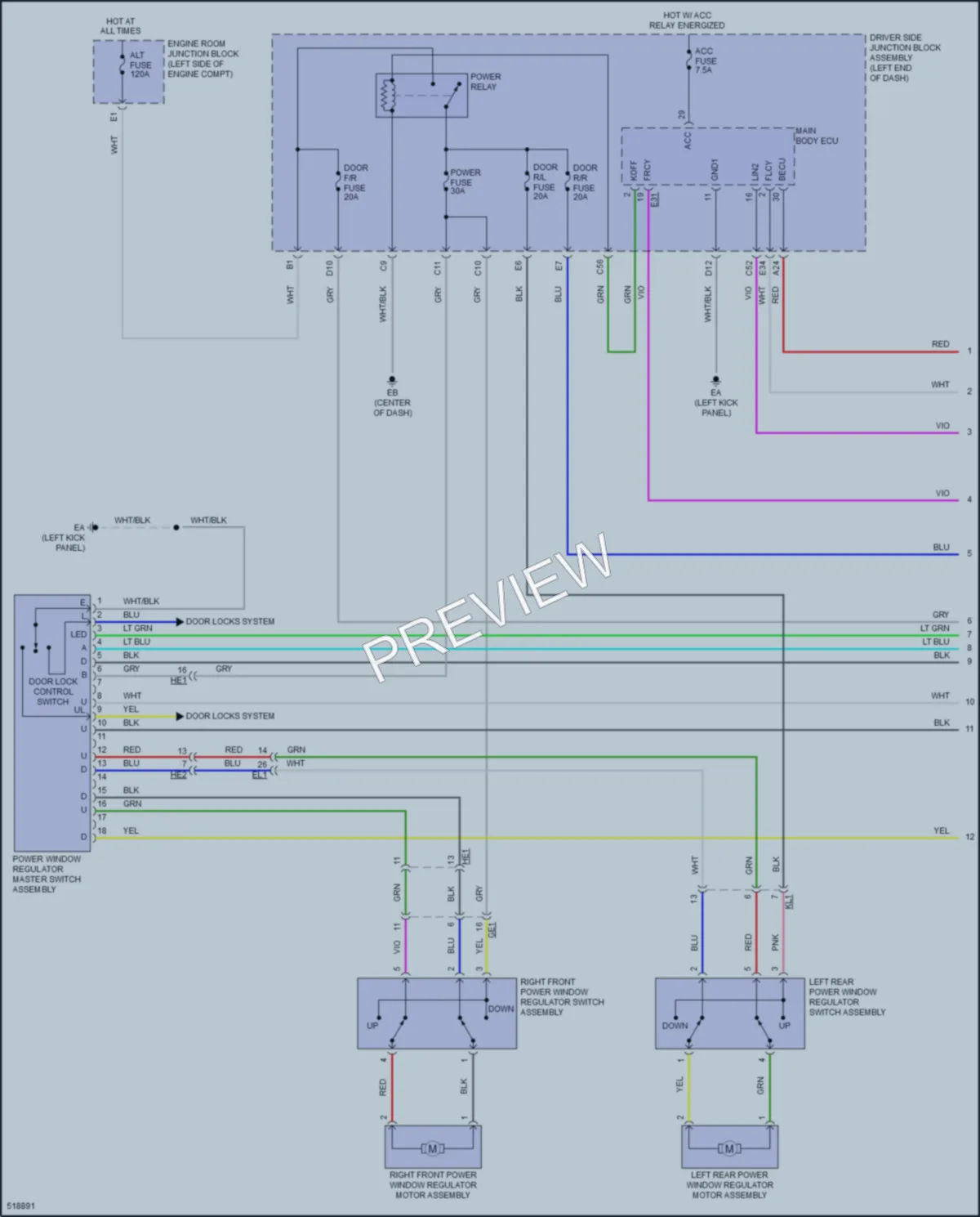 2017 Toyota Corolla Power Windows wiring diagram preview