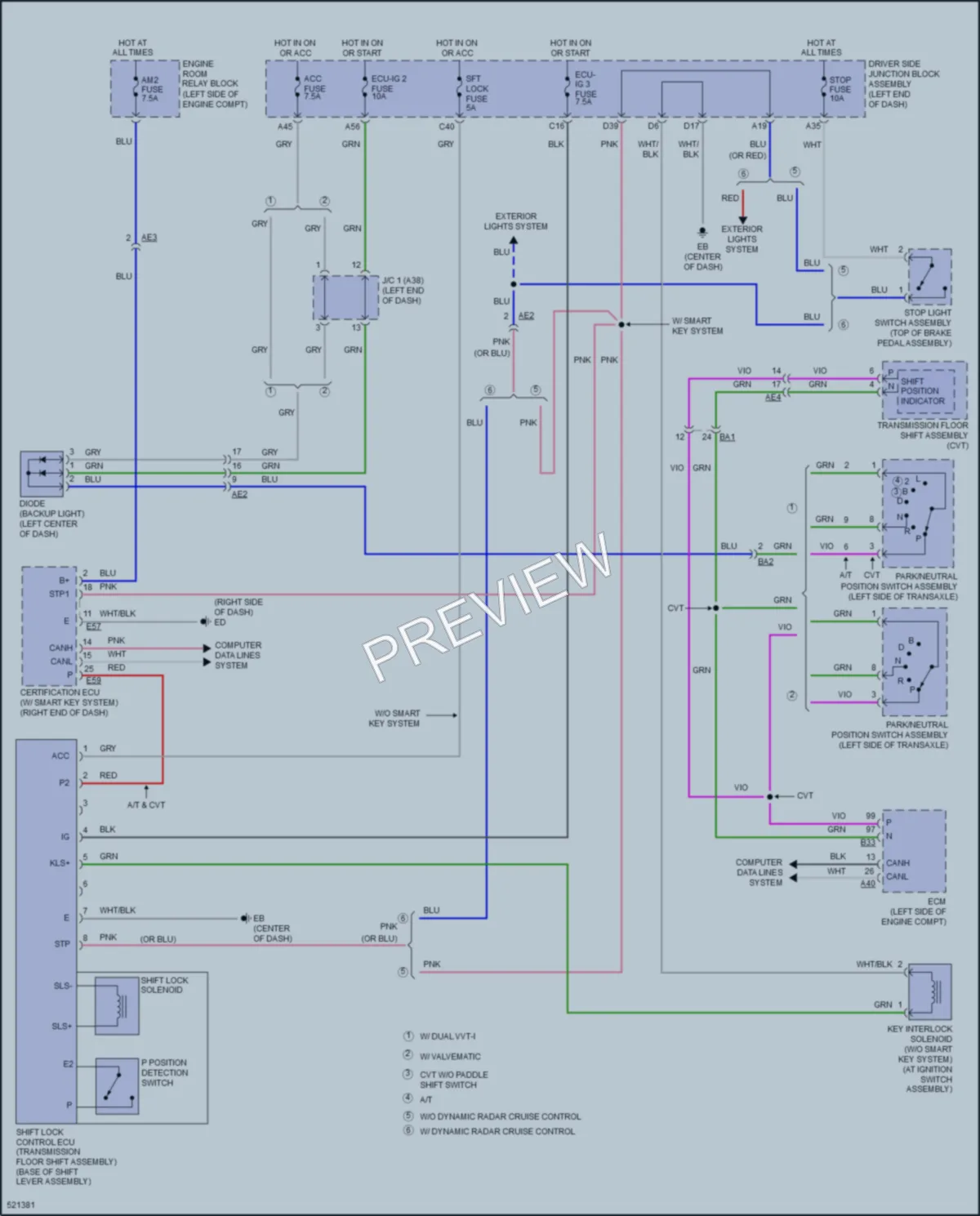 2017 Toyota Corolla Shift Interlock wiring diagram preview