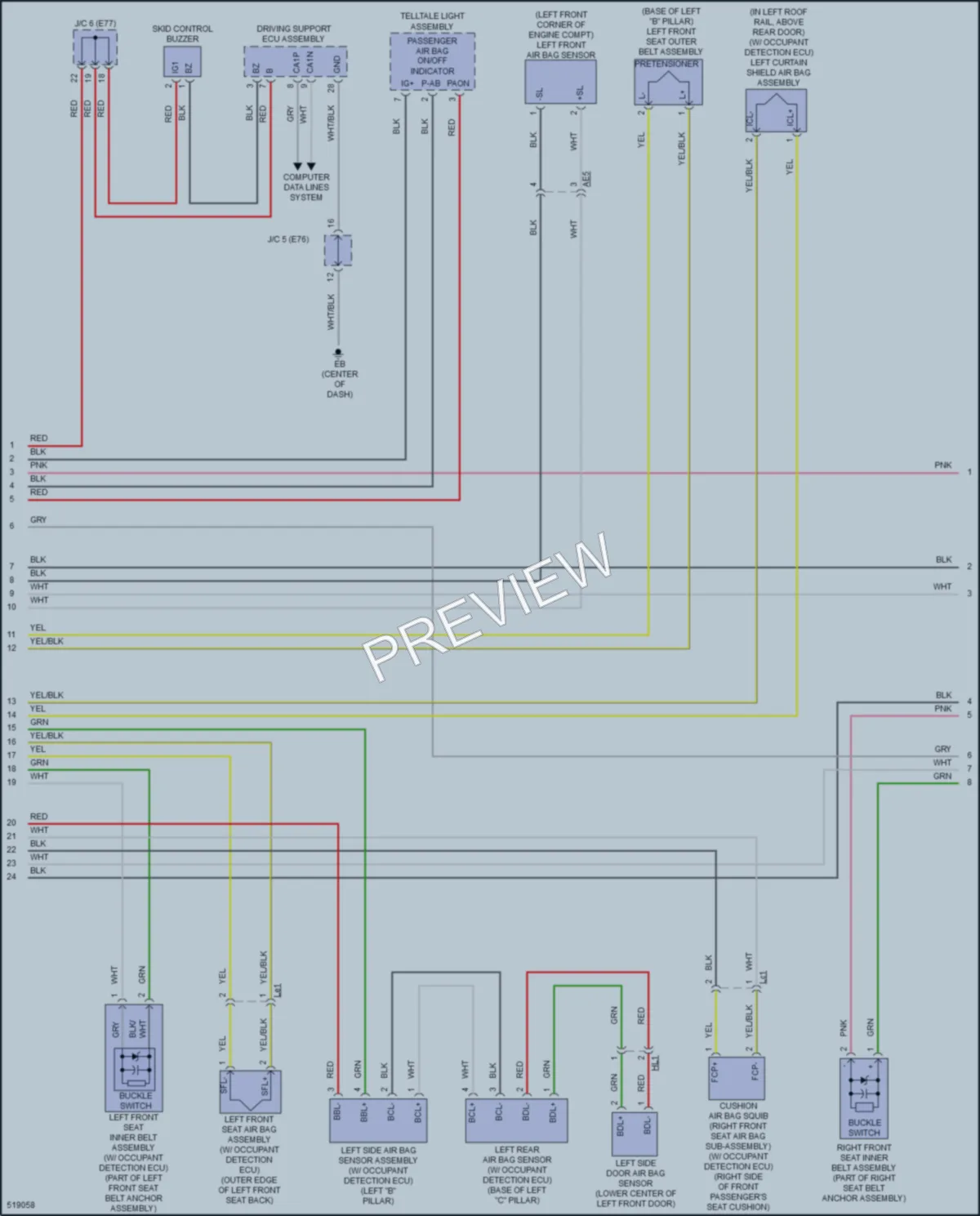 2017 Toyota Corolla Supplemental Restraints wiring diagram preview
