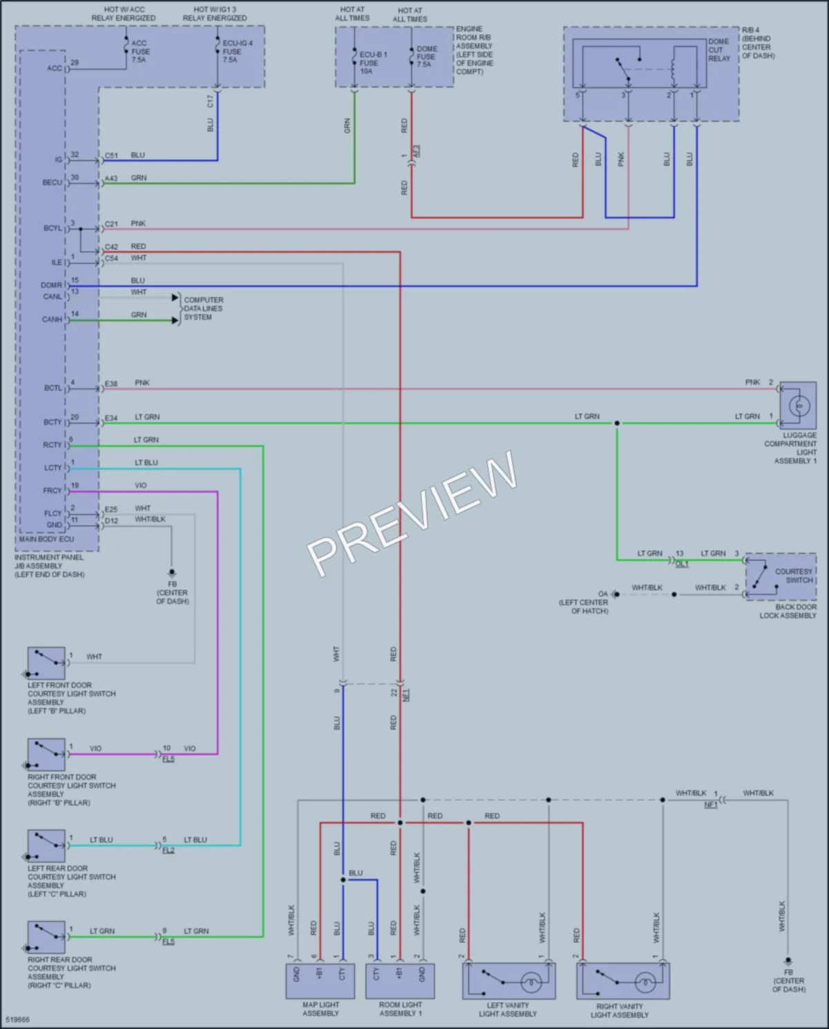 2017 Toyota CorollaiM Interior Lights wiring diagram preview