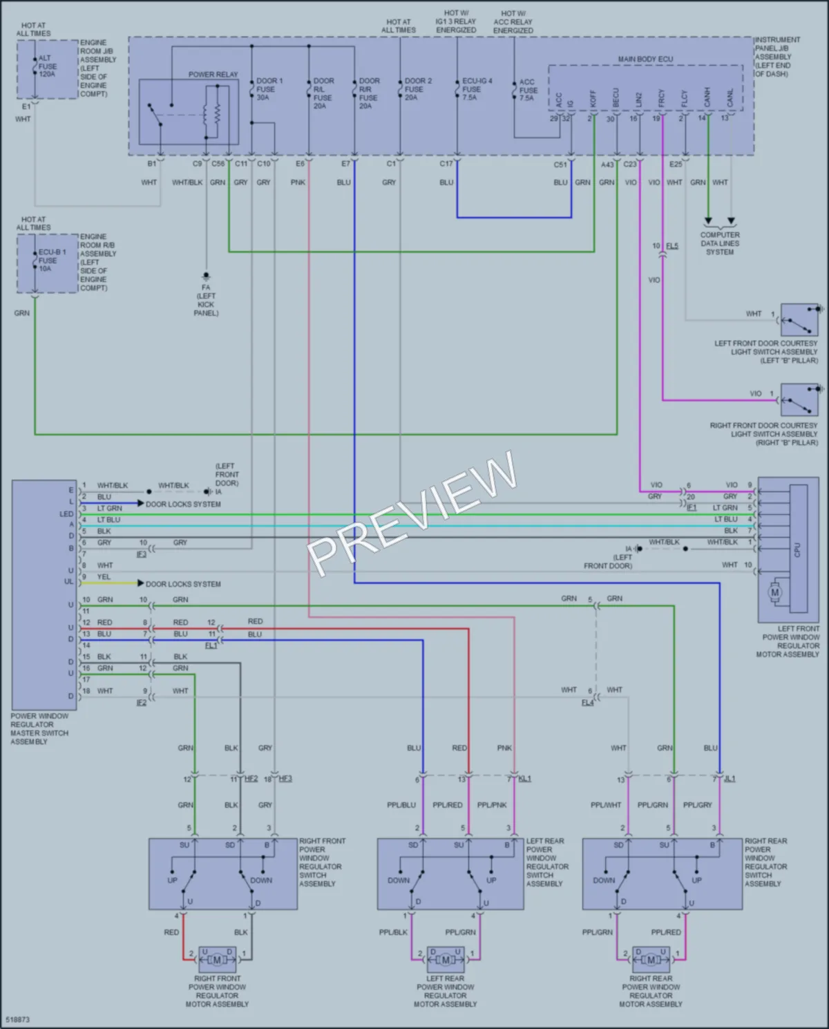 2017 Toyota CorollaiM Power Windows wiring diagram preview