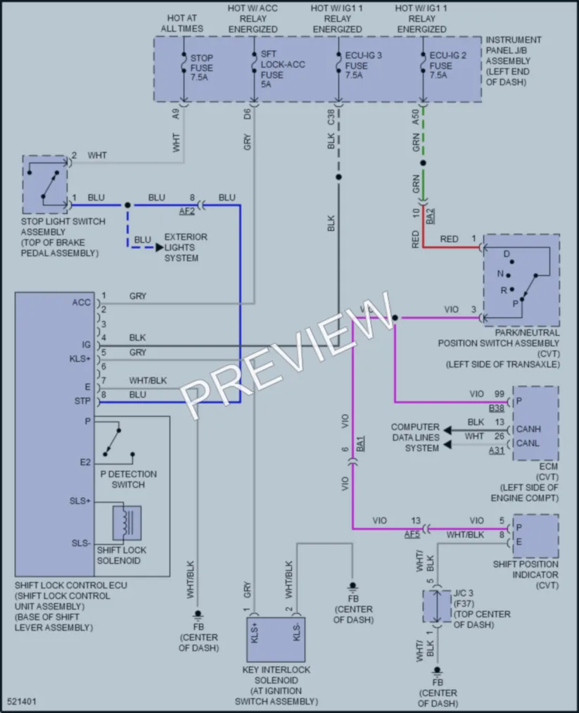 2017 Toyota CorollaiM Shift Interlock wiring diagram preview