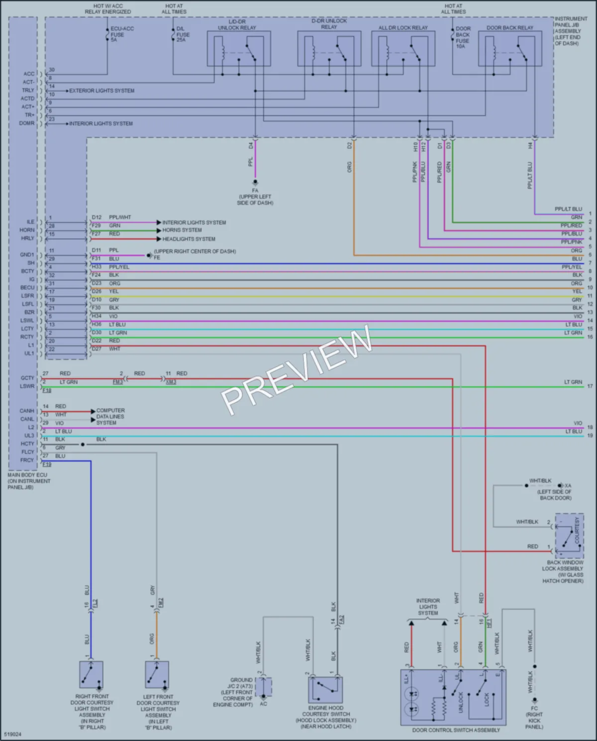 2017 Toyota Highlander Anti Theft wiring diagram preview