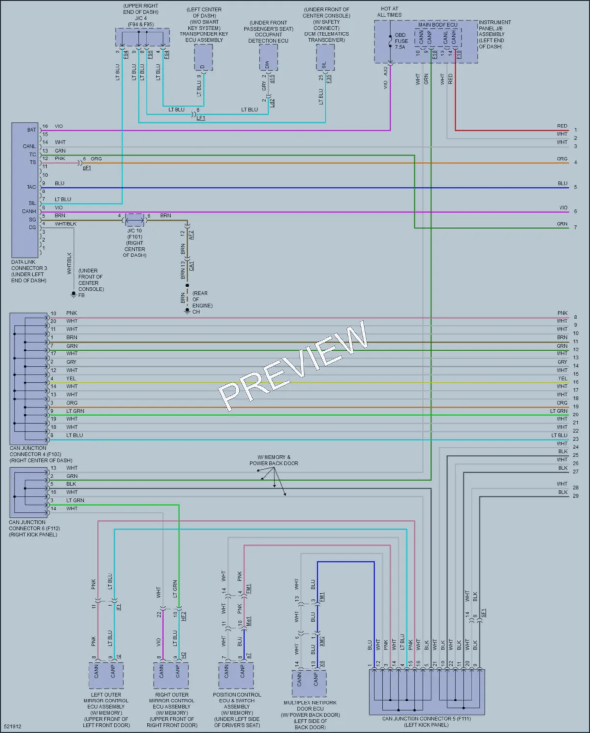 2017 Toyota HighlanderHybrid Computer Data Lines wiring diagram preview