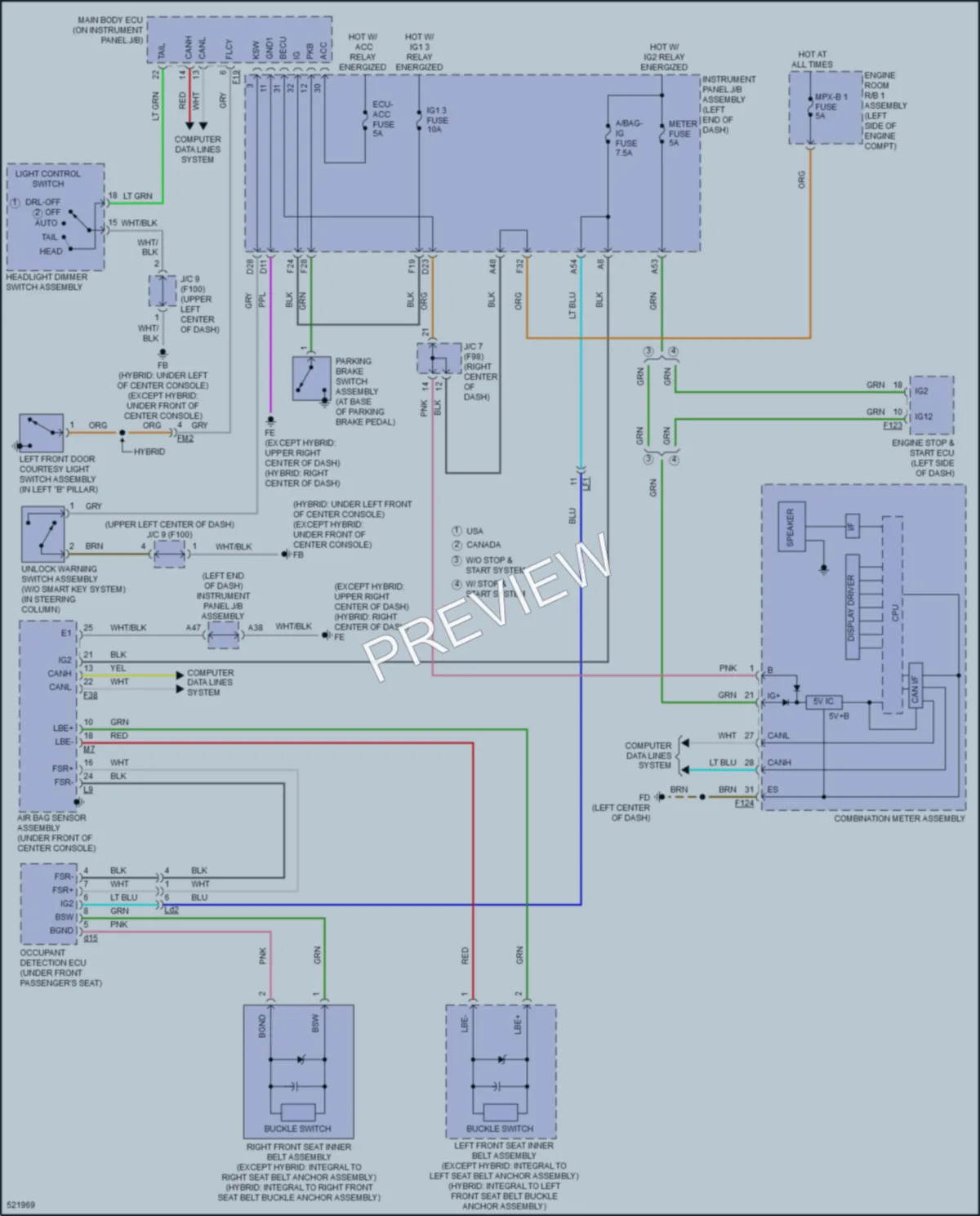 2017 Toyota HighlanderHybrid Warning Systems wiring diagram preview