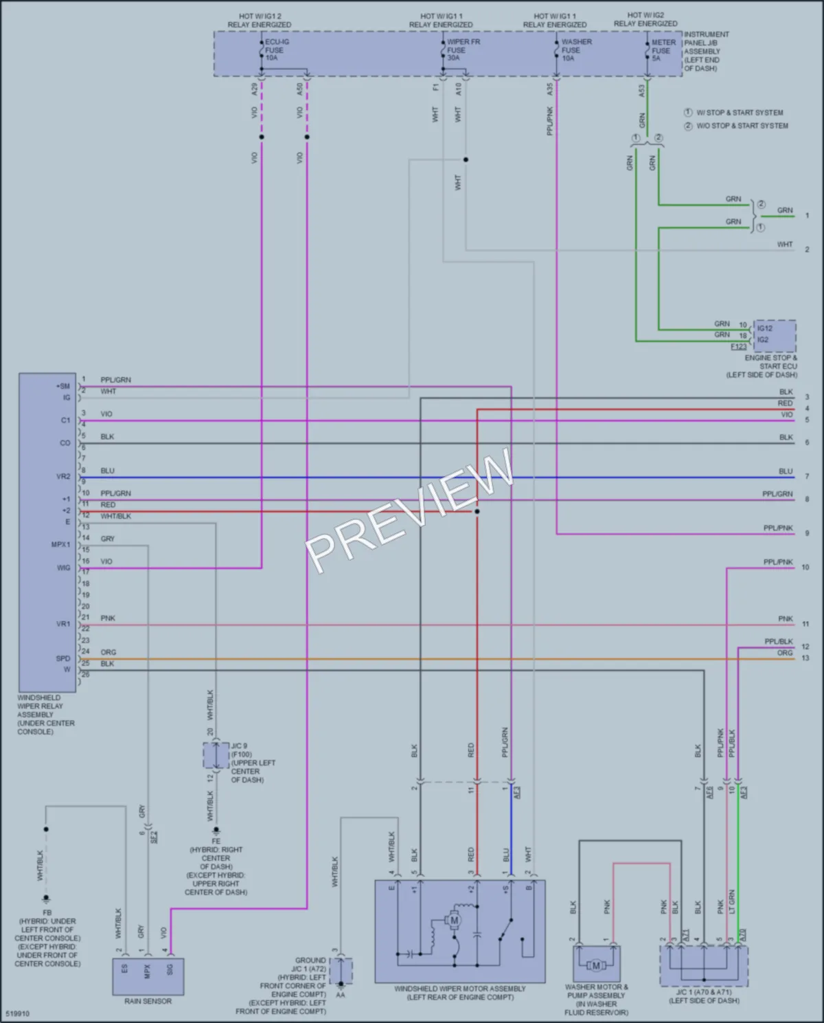 2017 Toyota HighlanderHybrid Wiper Washer wiring diagram preview