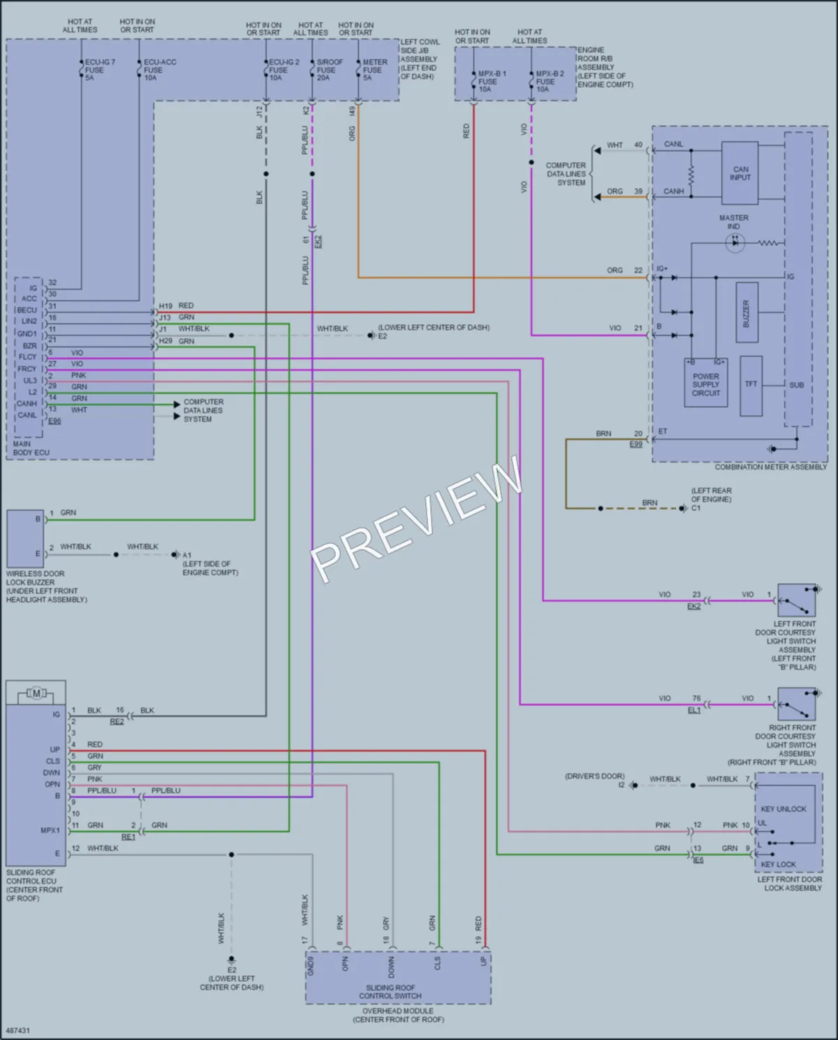 2017 Toyota LandCruiser Power Top Sunroof wiring diagram preview
