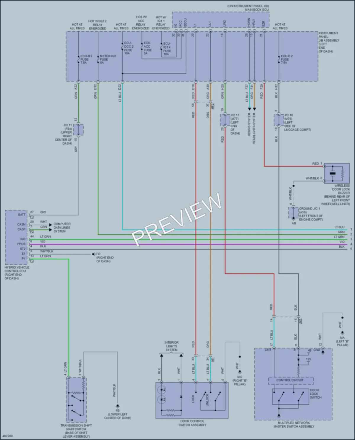 2017 Toyota Prius Power Door Locks wiring diagram preview