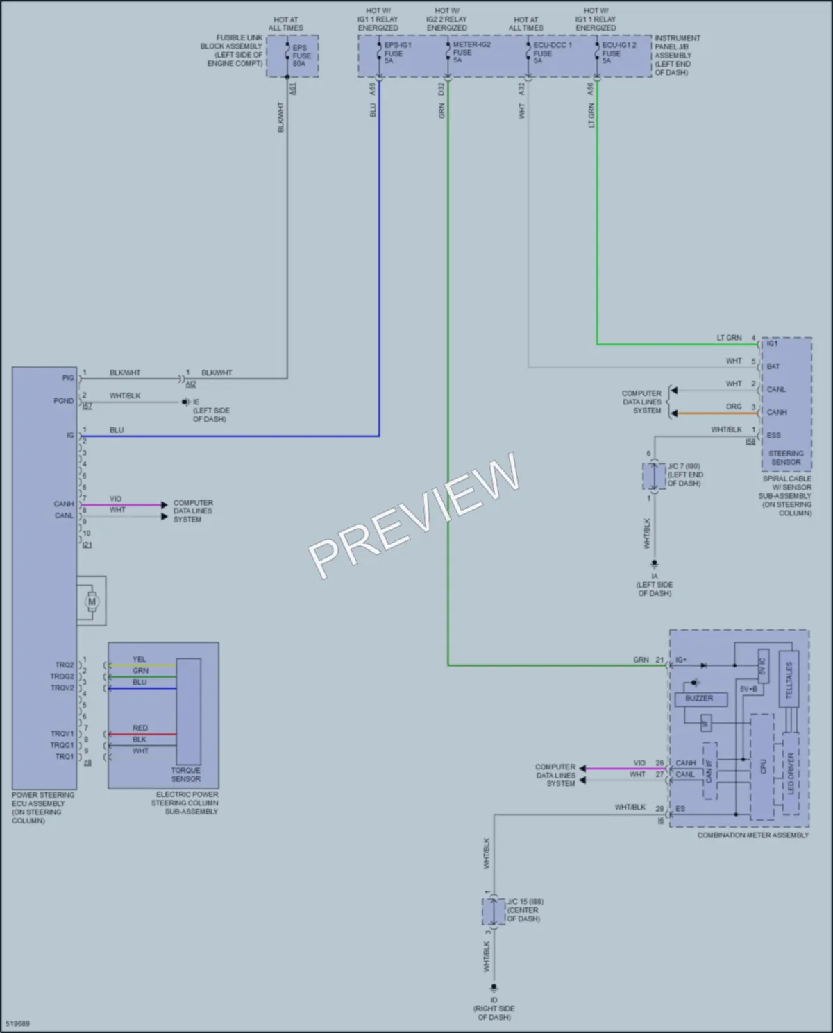 2017 Toyota PriusPrime Electronic Power Steering wiring diagram preview
