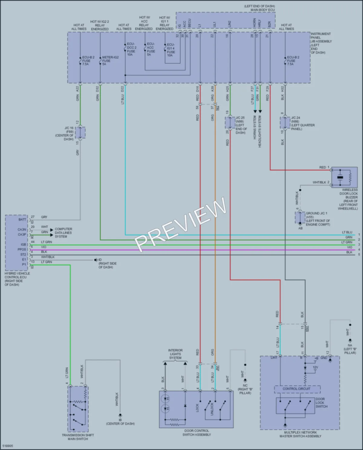 2017 Toyota PriusPrime Power Door Locks wiring diagram preview