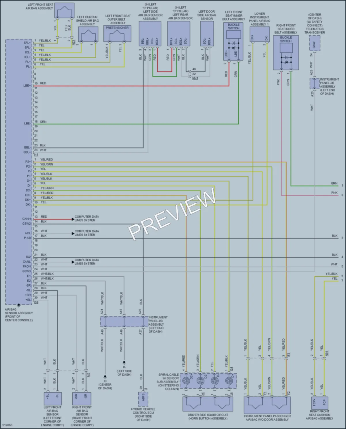 2017 Toyota PriusPrime Supplemental Restraints wiring diagram preview