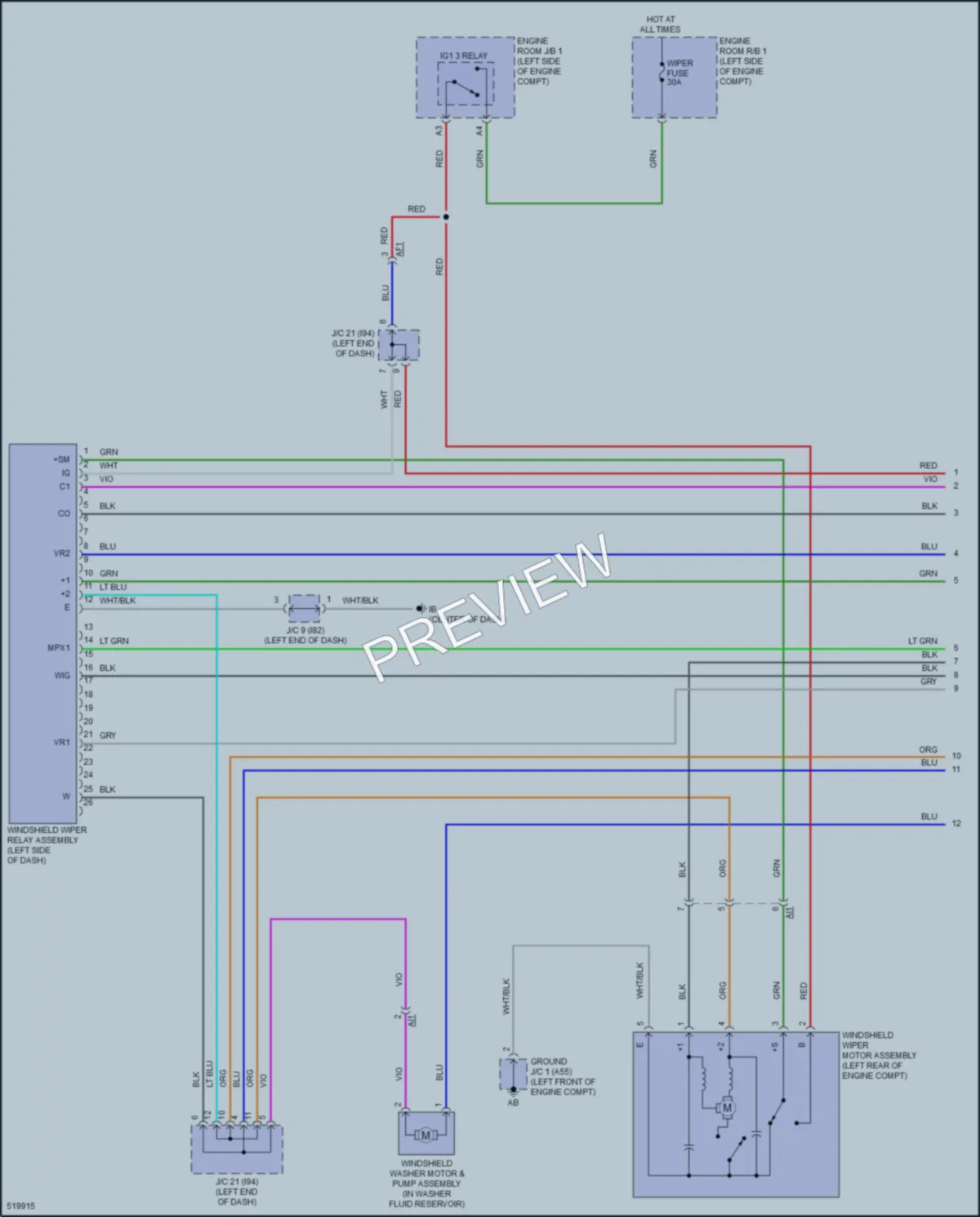 2017 Toyota PriusPrime Wiper Washer wiring diagram preview