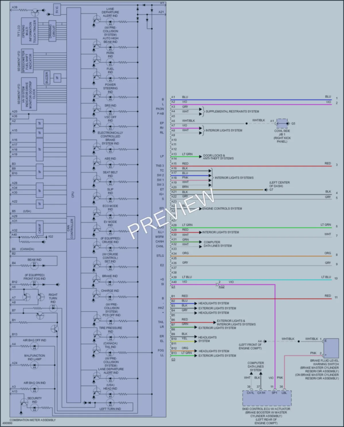 2017 Toyota Priusc Instrument Cluster wiring diagram preview