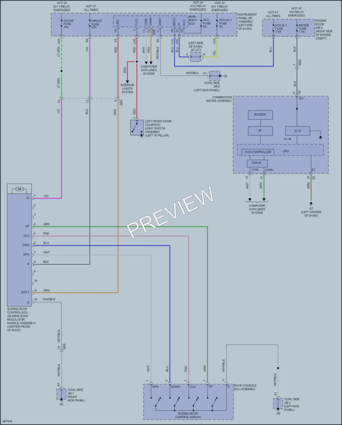 2017 Toyota Priusc Power Top Sunroof wiring diagram preview