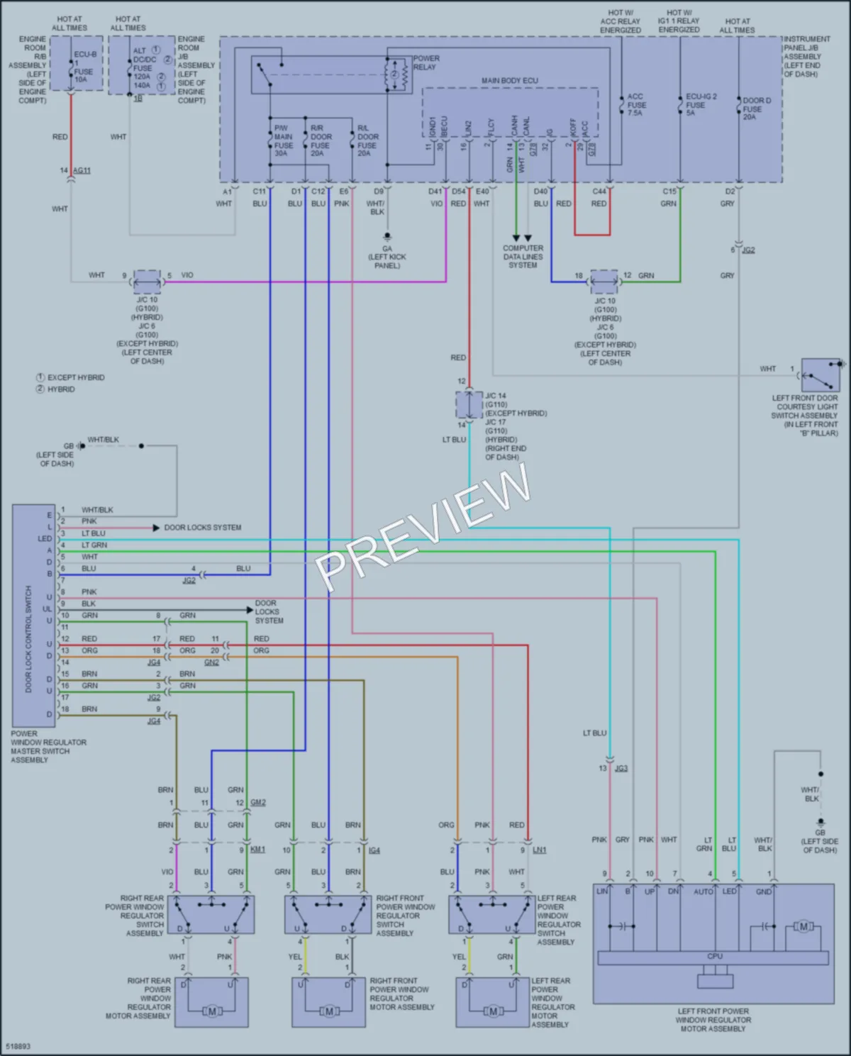 2017 Toyota RAV4 Power Windows wiring diagram preview