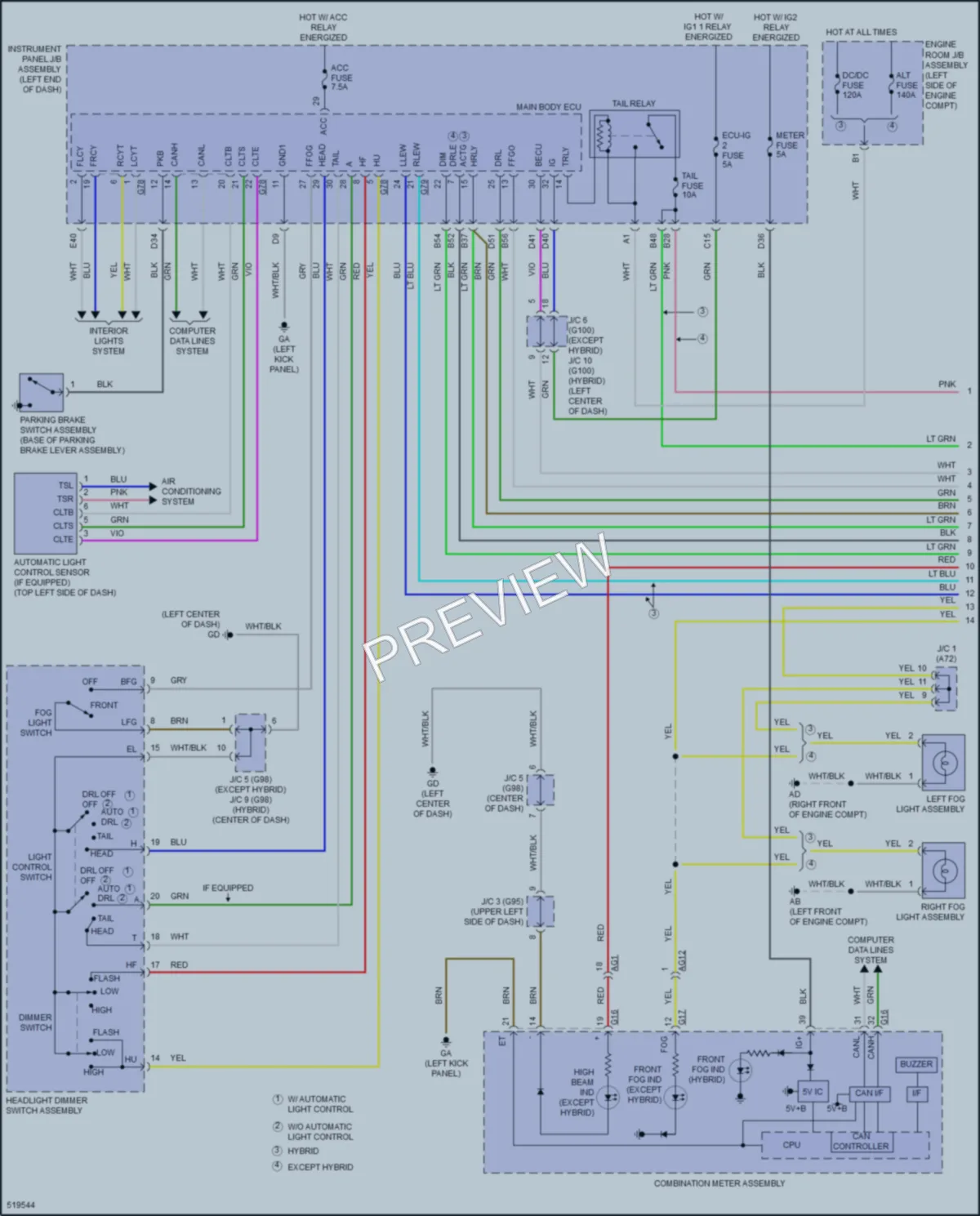 2017 Toyota RAV4Hybrid Headlights wiring diagram preview