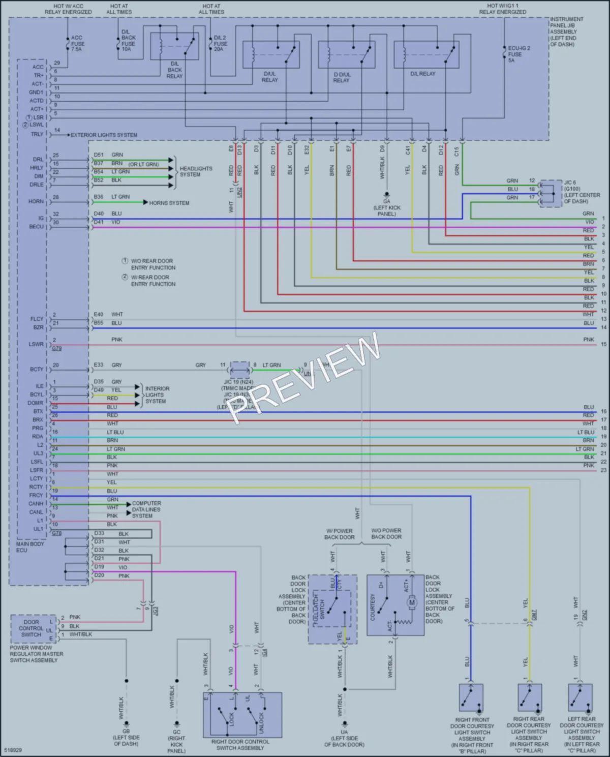 2017 Toyota RAV4Hybrid Power Door Locks wiring diagram preview