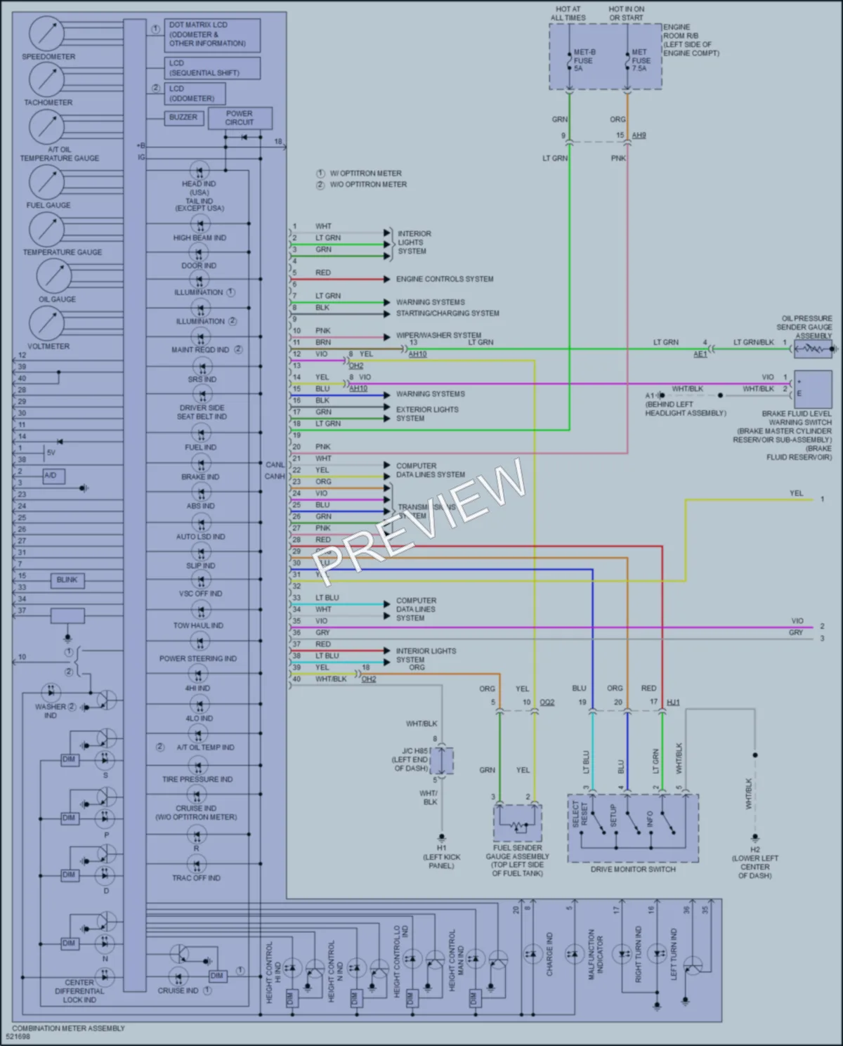 2017 Toyota Sequoia Instrument Cluster wiring diagram preview