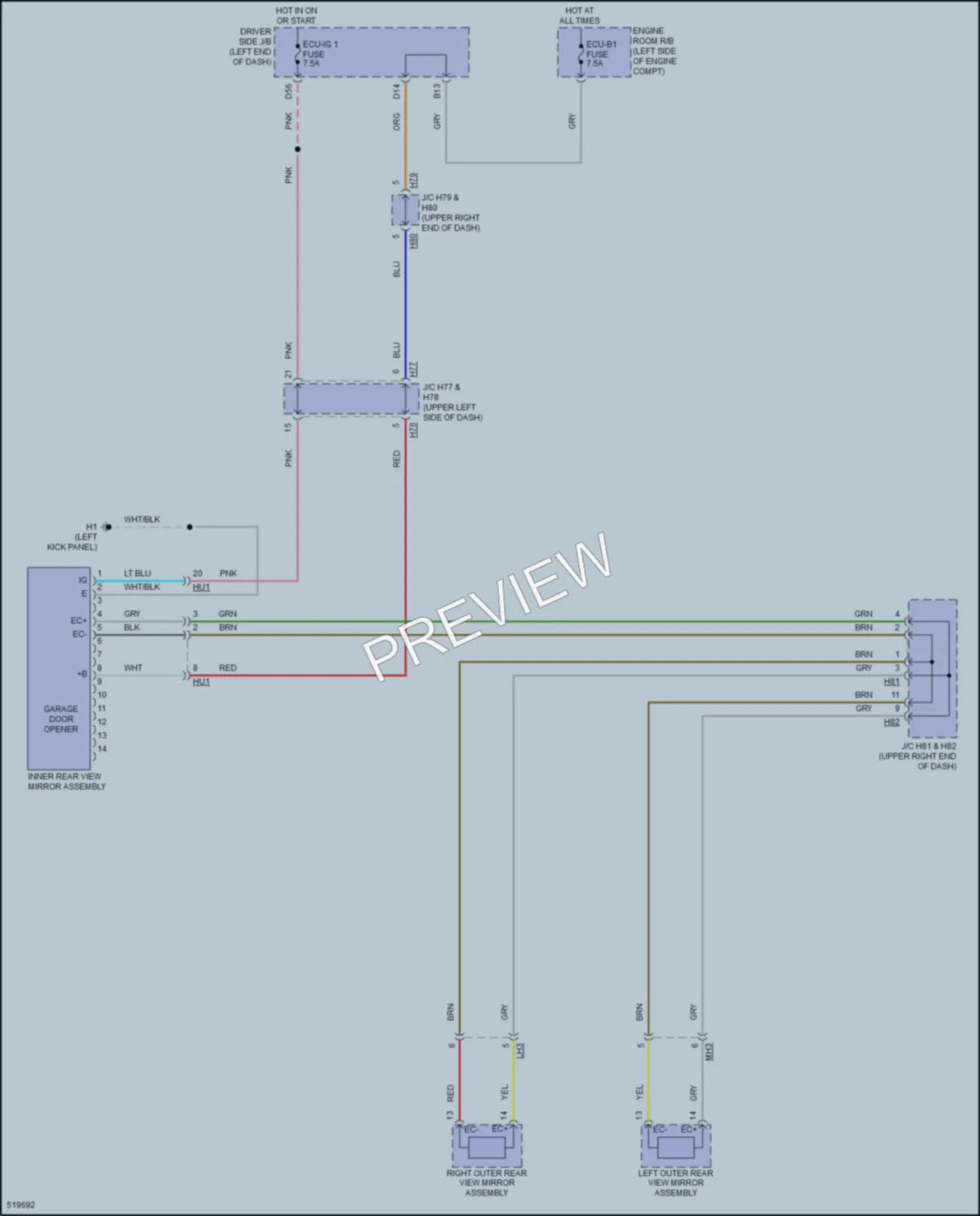2017 Toyota Sequoia Power Mirrors wiring diagram preview