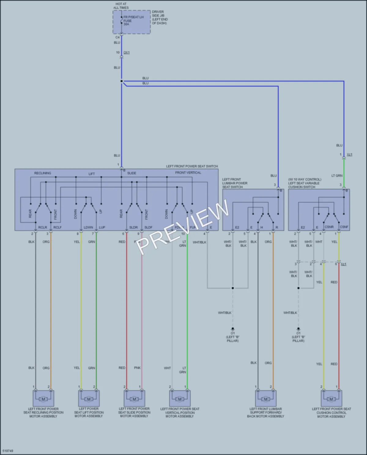 2017 Toyota Sequoia Power Seats wiring diagram preview