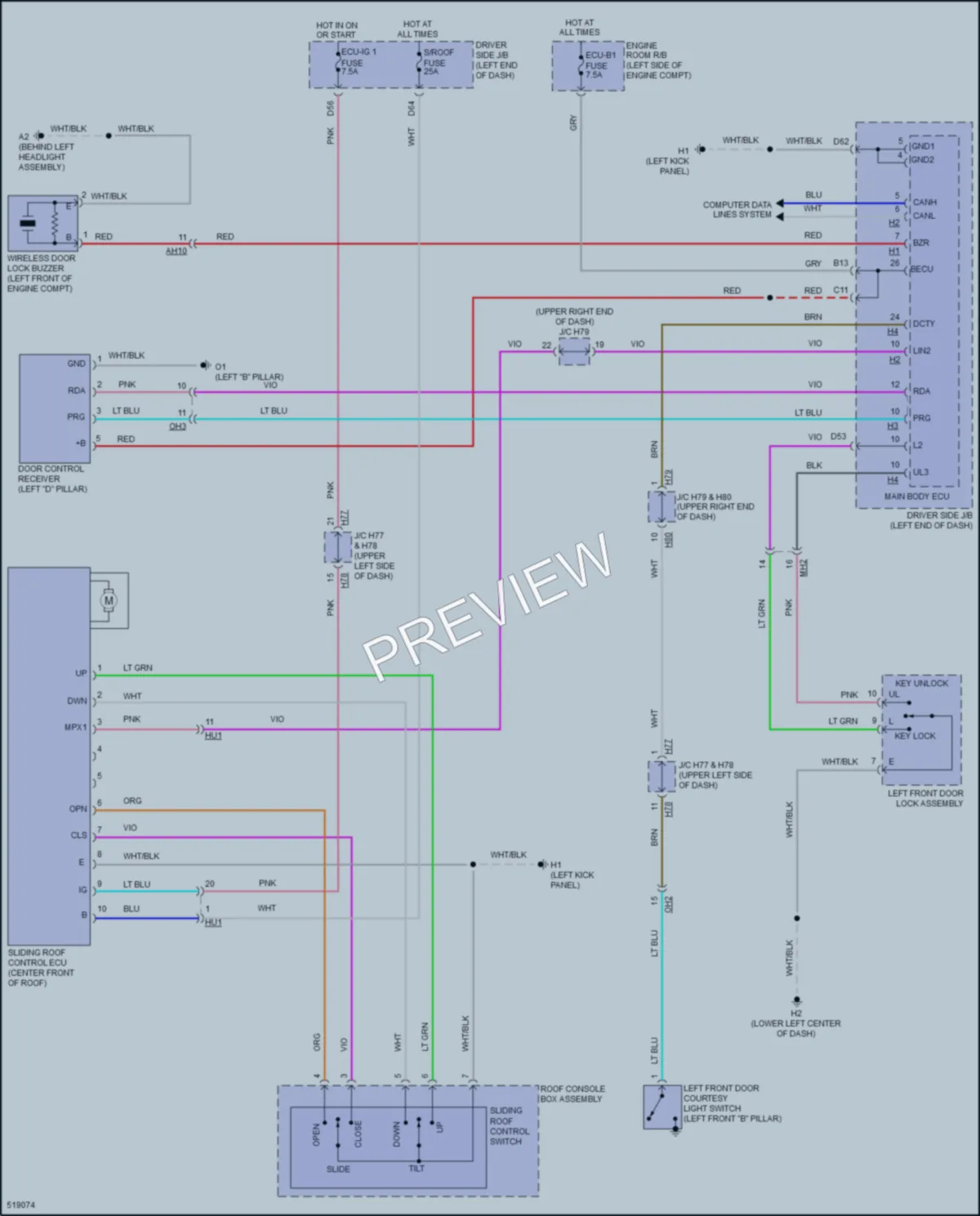 2017 Toyota Sequoia Power Top Sunroof wiring diagram preview