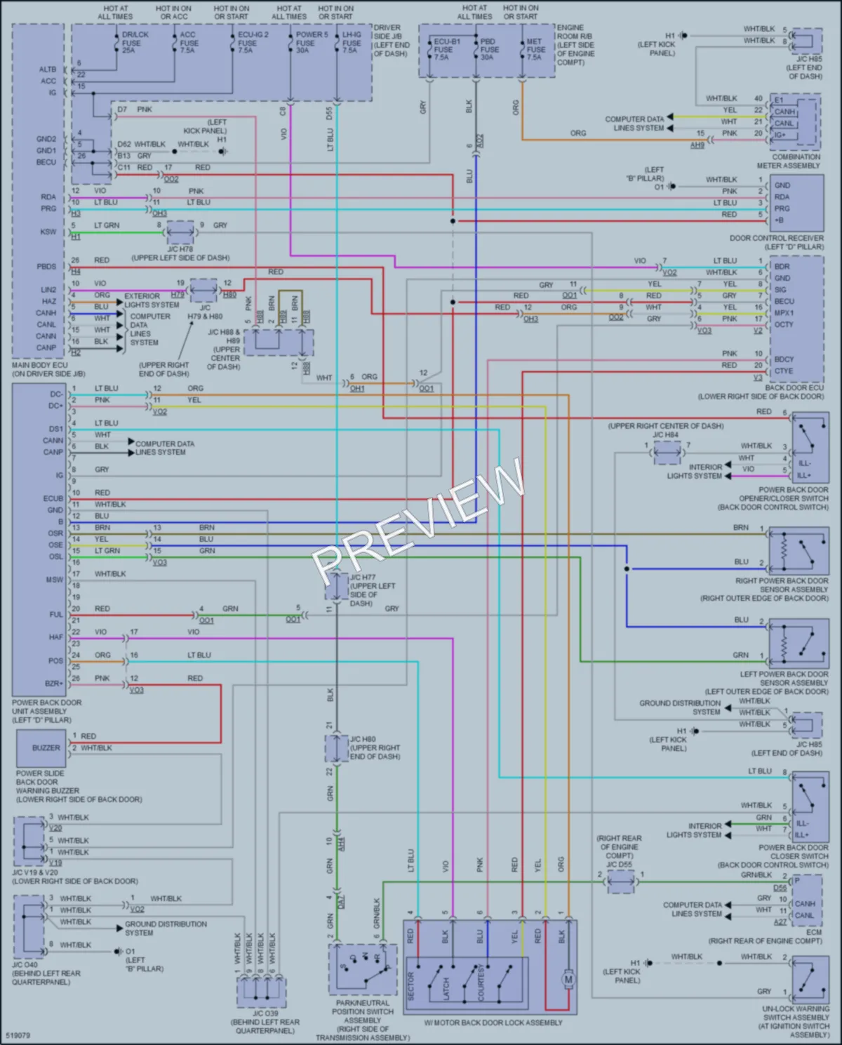 2017 Toyota Sequoia Trunk Tailgate Fuel Door wiring diagram preview