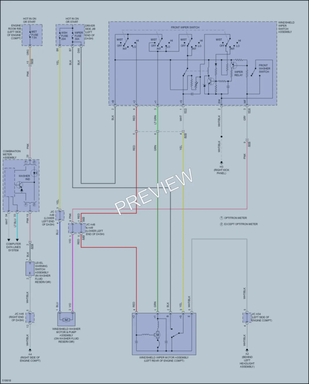 2017 Toyota Sequoia Wiper Washer wiring diagram preview