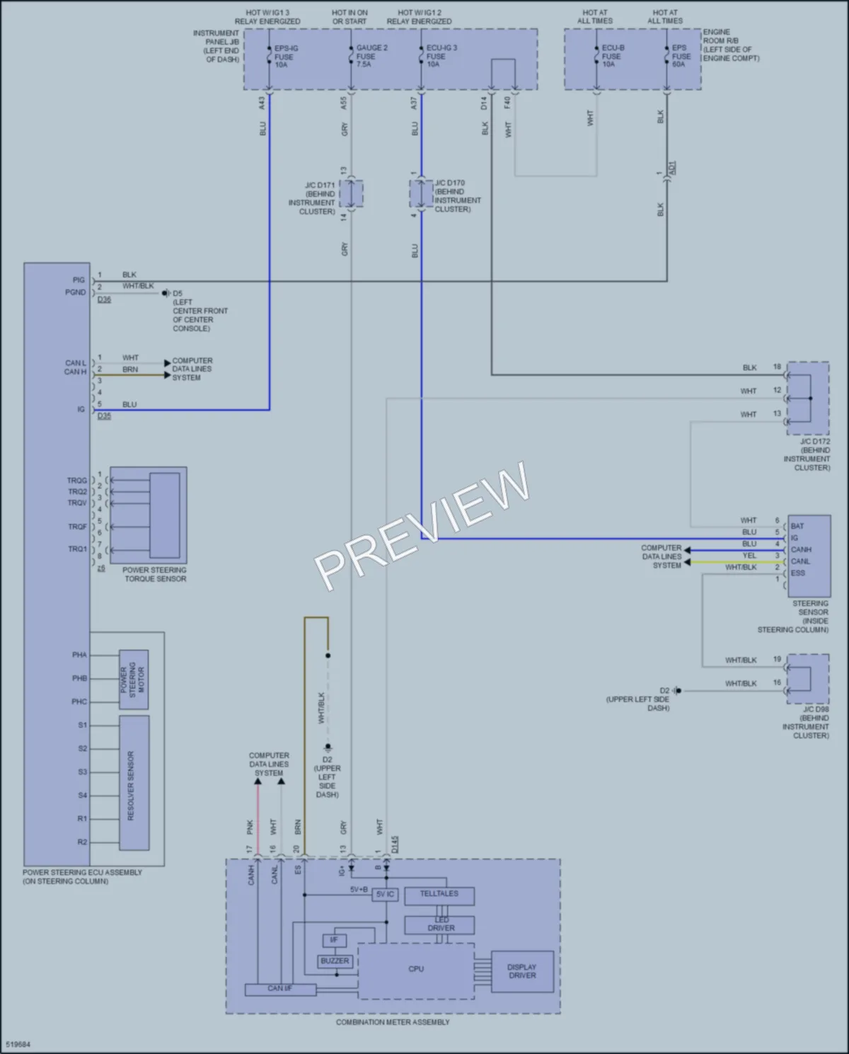 2017 Toyota Sienna Electronic Power Steering wiring diagram preview