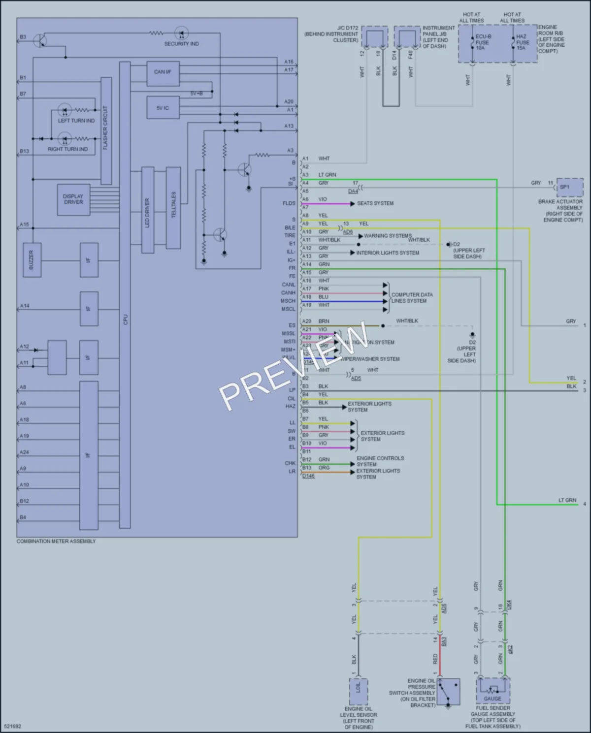 2017 Toyota Sienna Instrument Cluster wiring diagram preview