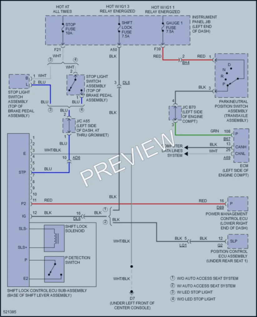 2017 Toyota Sienna Shift Interlock wiring diagram preview