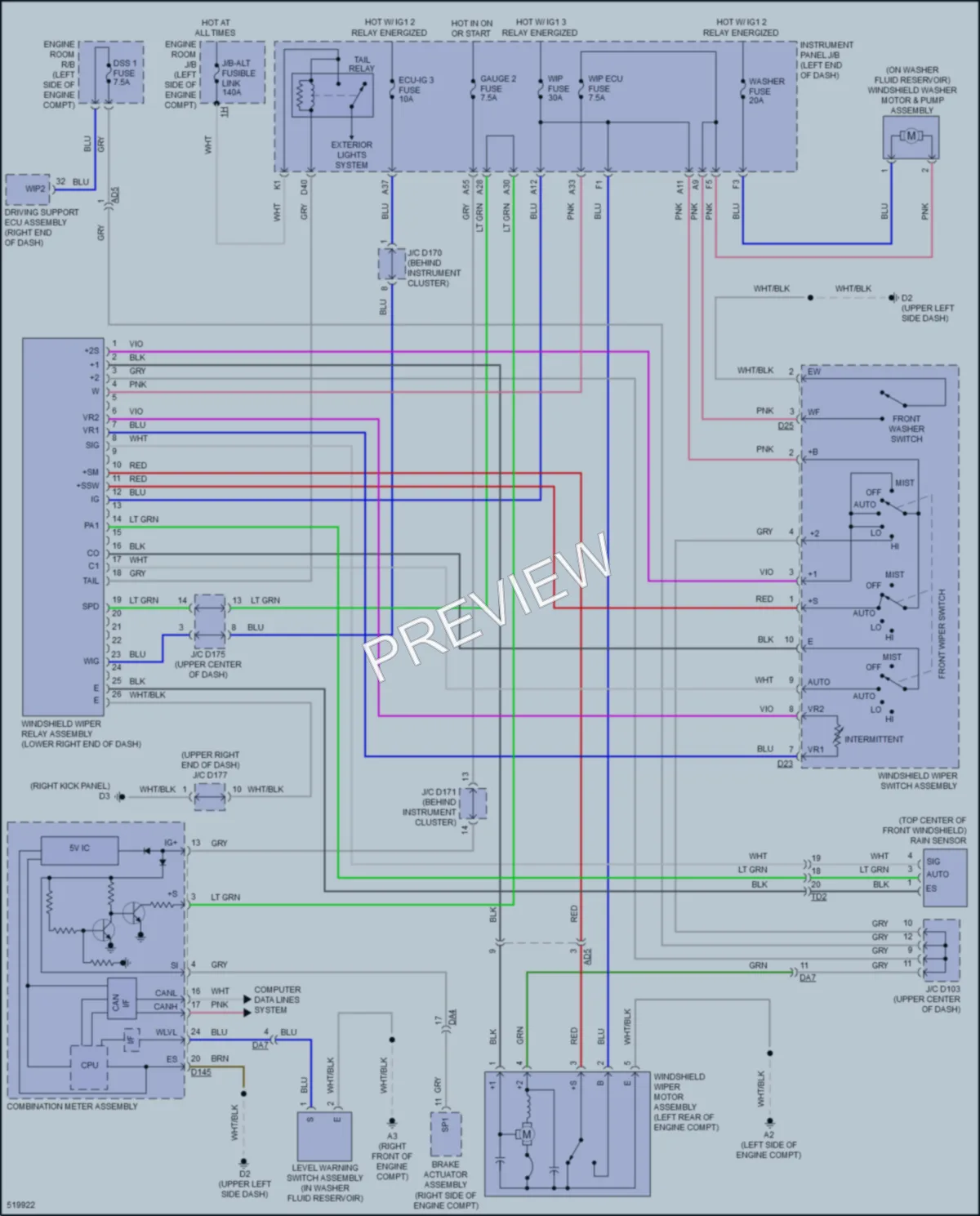 2017 Toyota Sienna Wiper Washer wiring diagram preview
