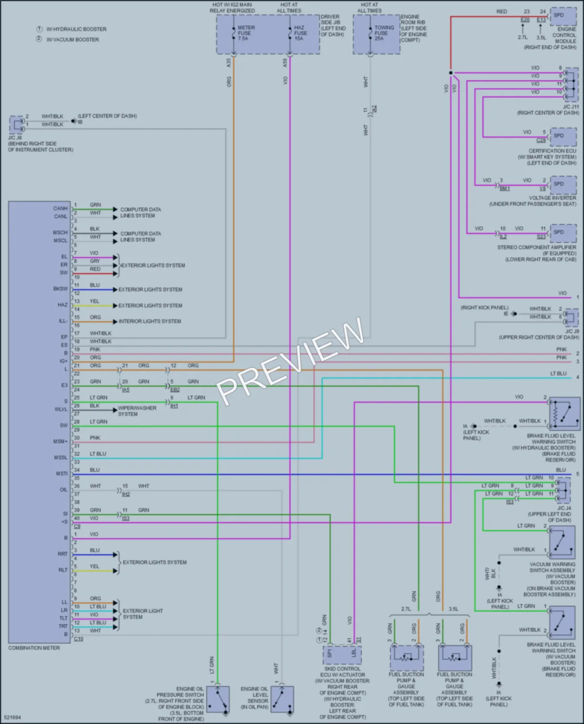 2017 Toyota Tacoma Instrument Cluster wiring diagram preview